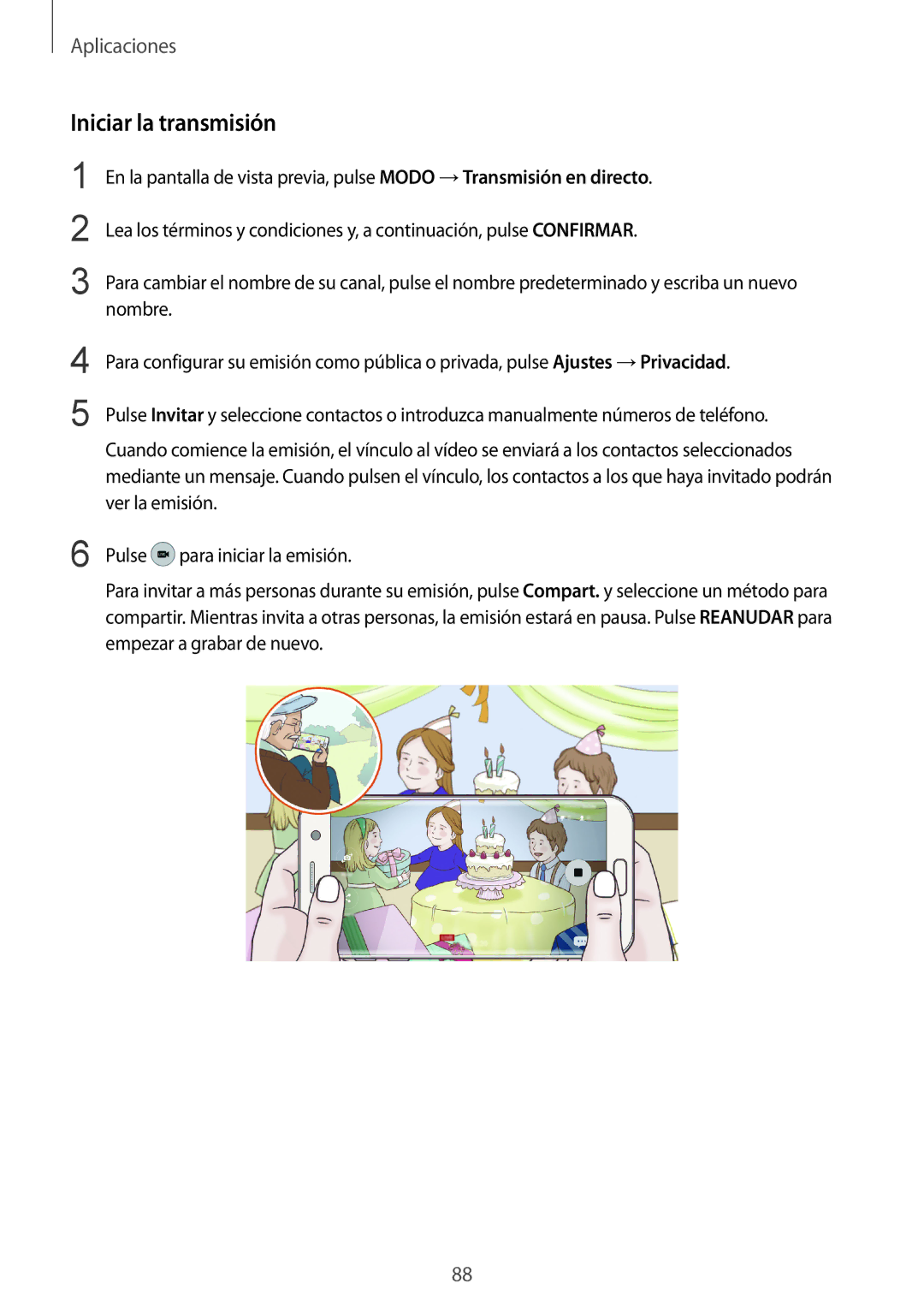 Samsung SM-G935FZDAPHE, SM-G935FZBAPHE, SM-G935FZKAPHE, SM-G935FEDAPHE, SM-G935FZSAPHE manual Iniciar la transmisión 