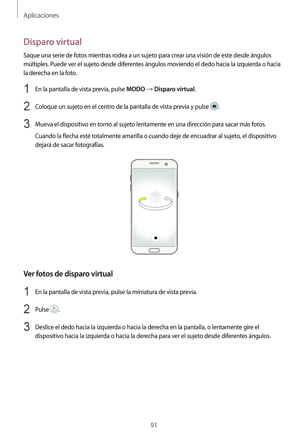 Samsung SM-G935FZKAPHE, SM-G935FZBAPHE, SM-G935FEDAPHE, SM-G935FZDAPHE manual Disparo virtual, Ver fotos de disparo virtual 
