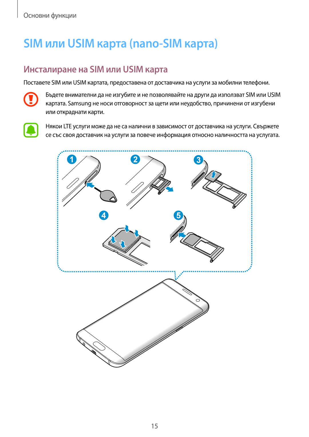 Samsung SM-G935FZDABGL manual SIM или Usim карта nano-SIM карта, Инсталиране на SIM или Usim карта 