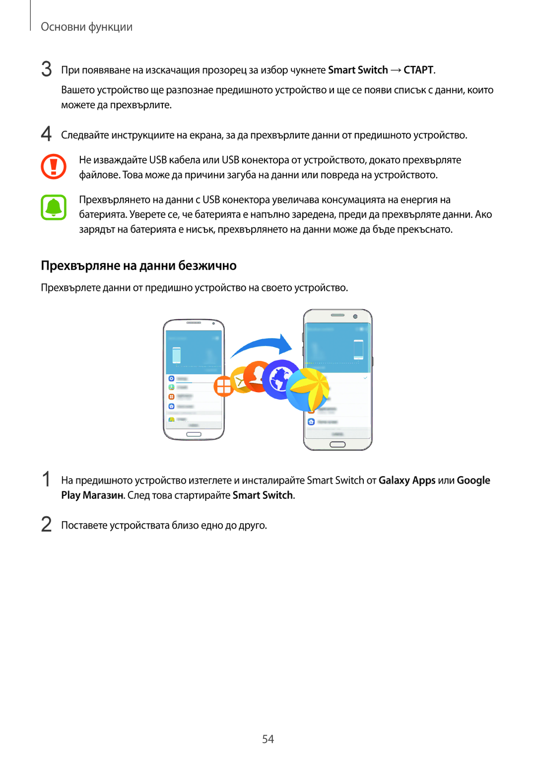 Samsung SM-G935FZDABGL manual Прехвърляне на данни безжично, Play Магазин. След това стартирайте Smart Switch 