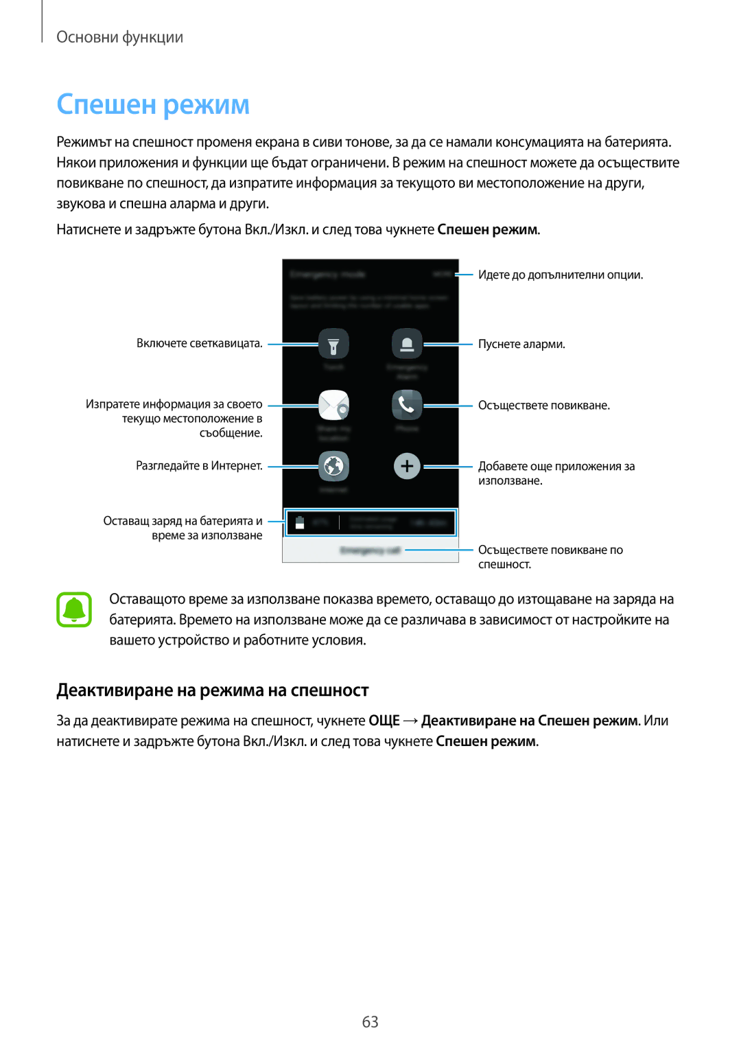 Samsung SM-G935FZDABGL manual Спешен режим, Деактивиране на режима на спешност 