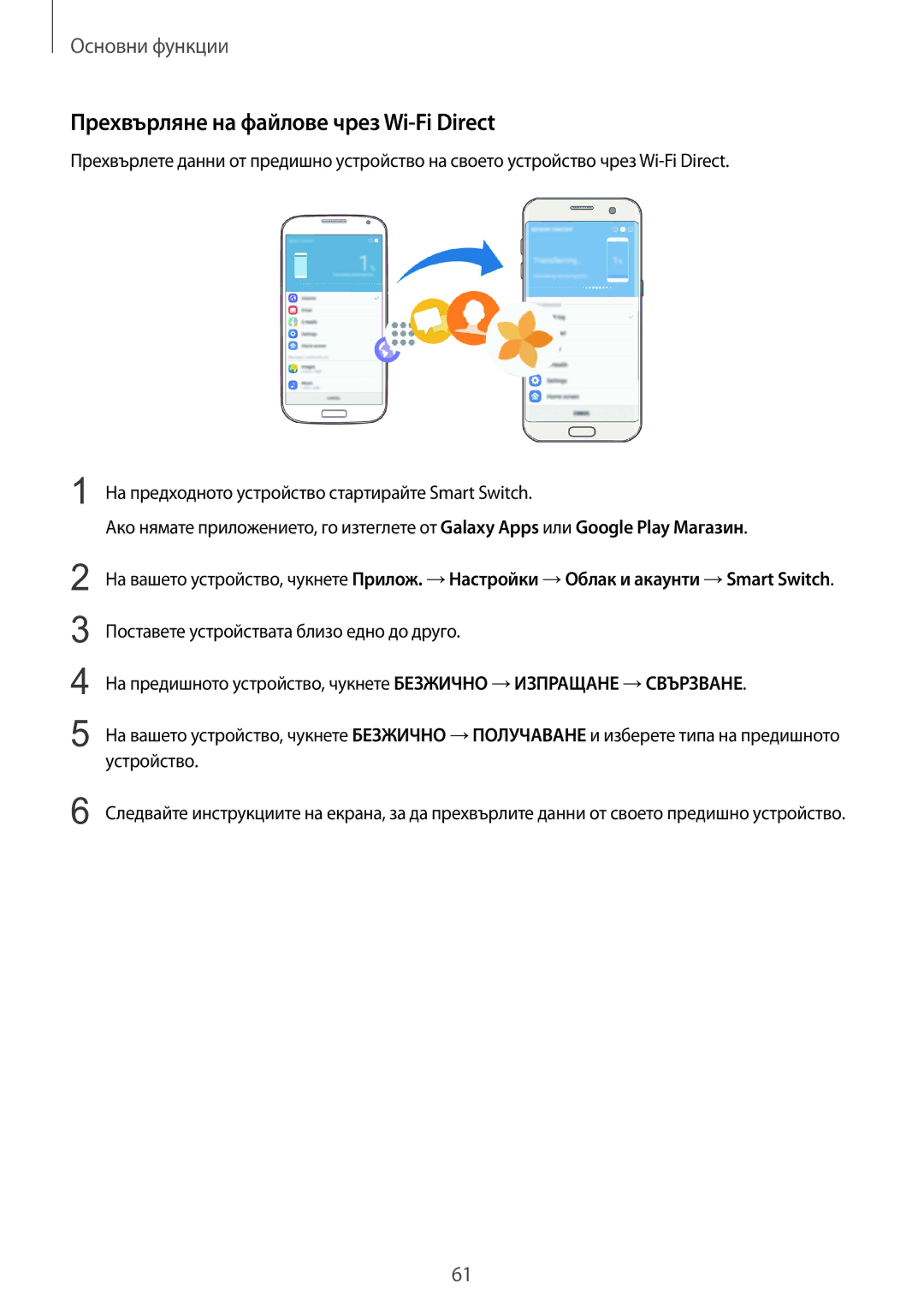 Samsung SM-G935FZDABGL manual Прехвърляне на файлове чрез Wi-Fi Direct 