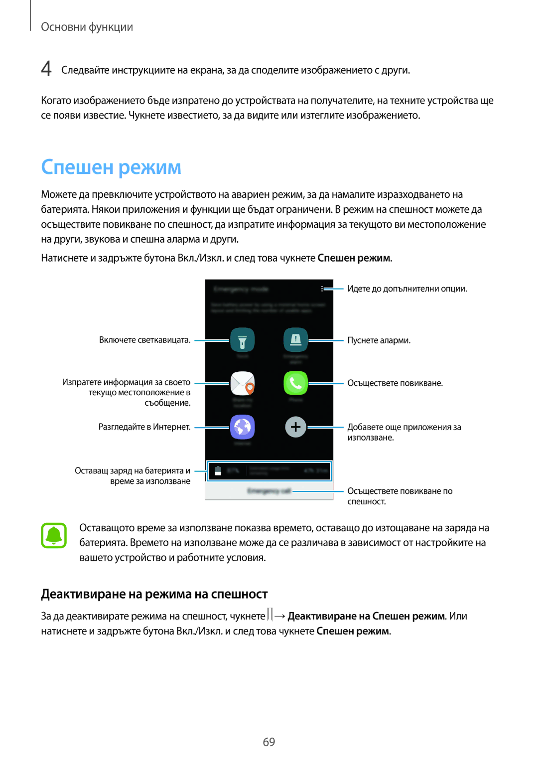 Samsung SM-G935FZDABGL manual Спешен режим, Деактивиране на режима на спешност 