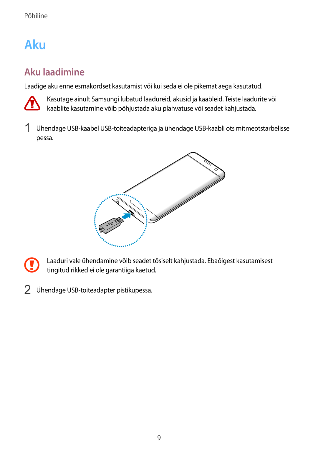 Samsung SM-G935FZDASEB manual Aku laadimine 