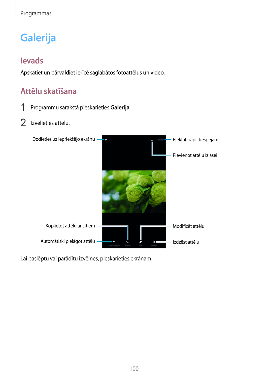 Samsung SM-G935FZDASEB manual Galerija, Attēlu skatīšana 