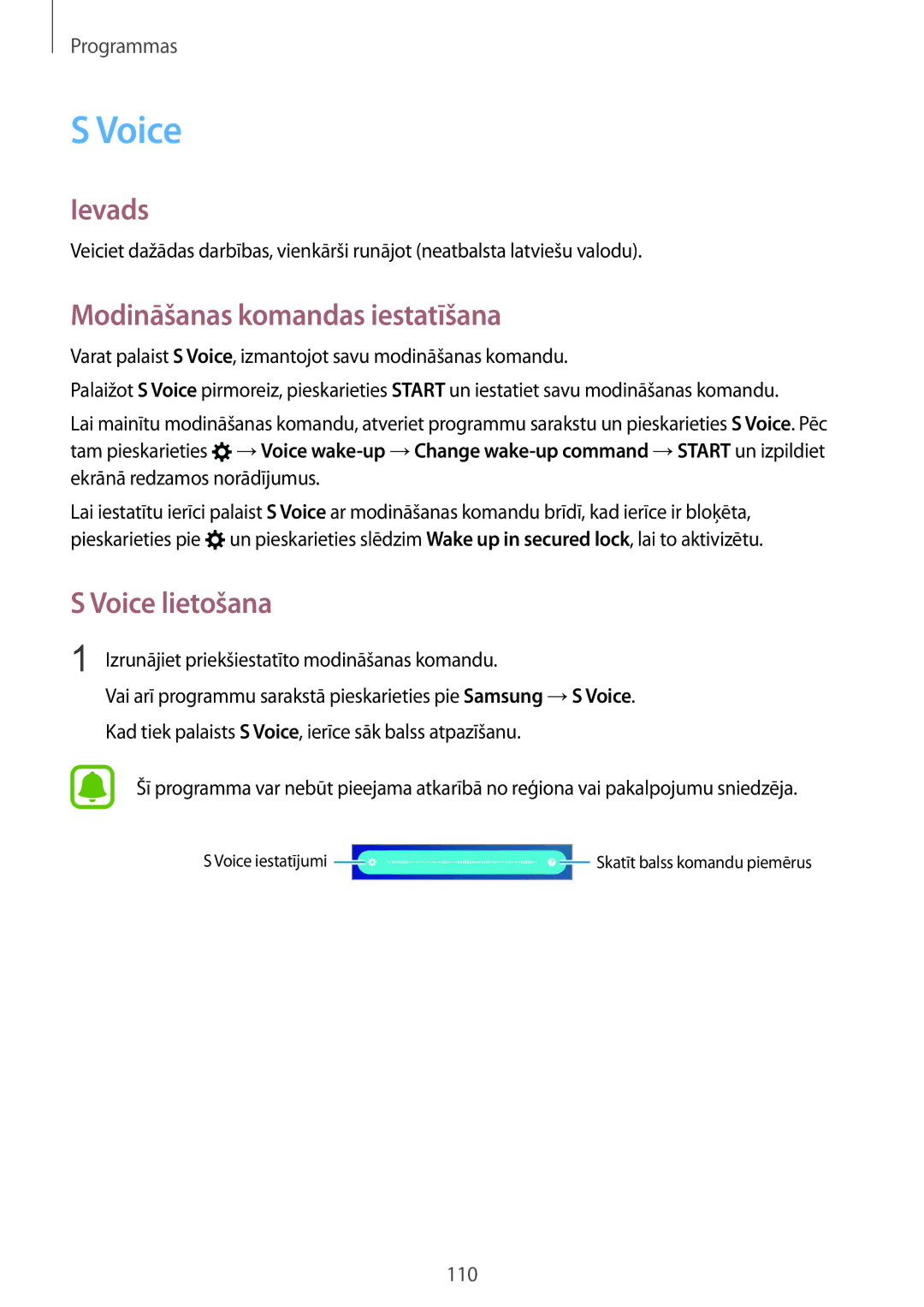 Samsung SM-G935FZDASEB manual Modināšanas komandas iestatīšana, Voice lietošana 