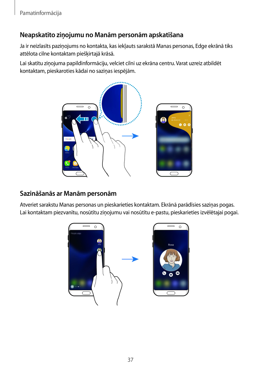 Samsung SM-G935FZDASEB manual Neapskatīto ziņojumu no Manām personām apskatīšana, Sazināšanās ar Manām personām 