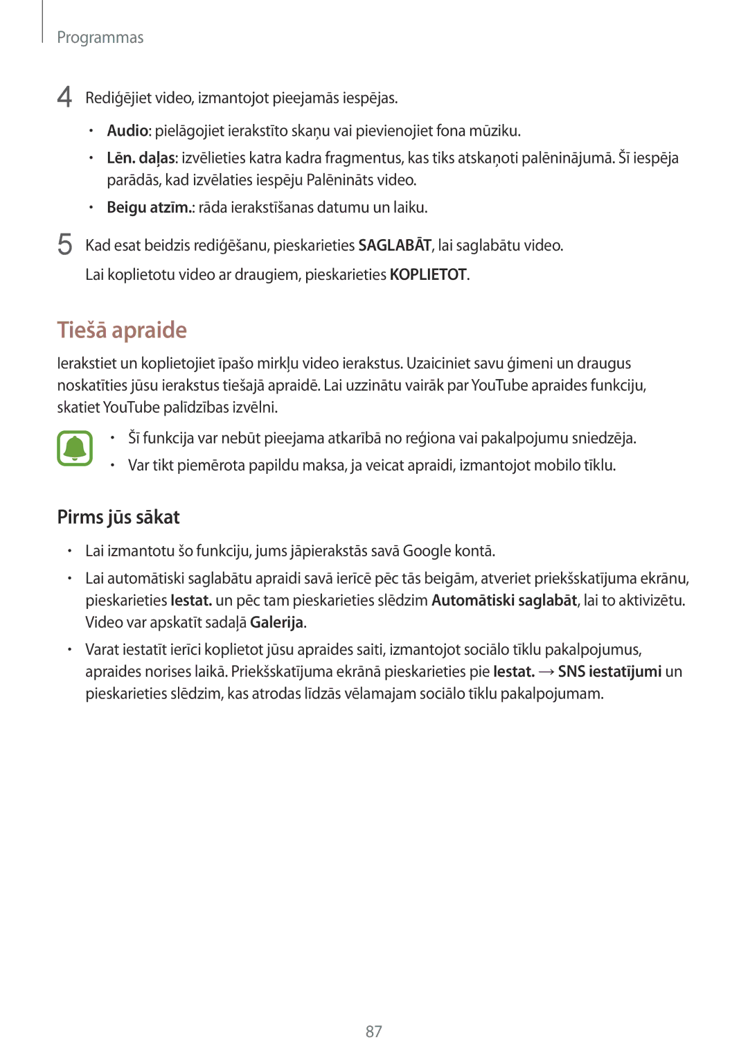 Samsung SM-G935FZDASEB manual Tiešā apraide, Pirms jūs sākat 