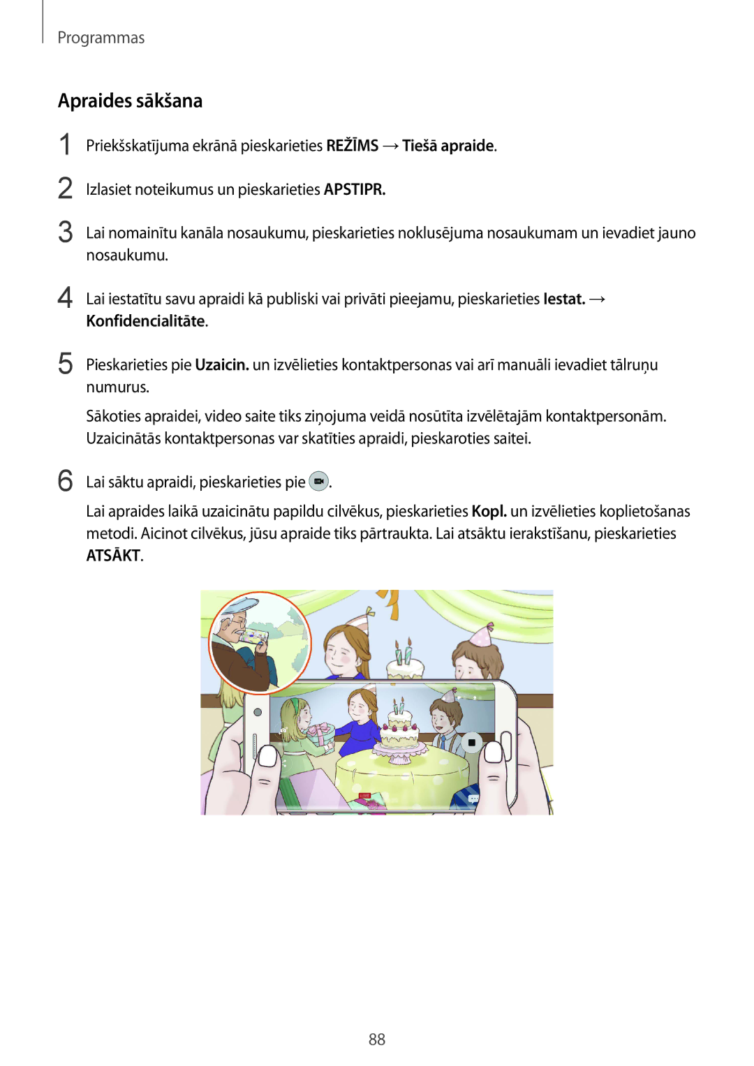 Samsung SM-G935FZDASEB manual Apraides sākšana, Konfidencialitāte 