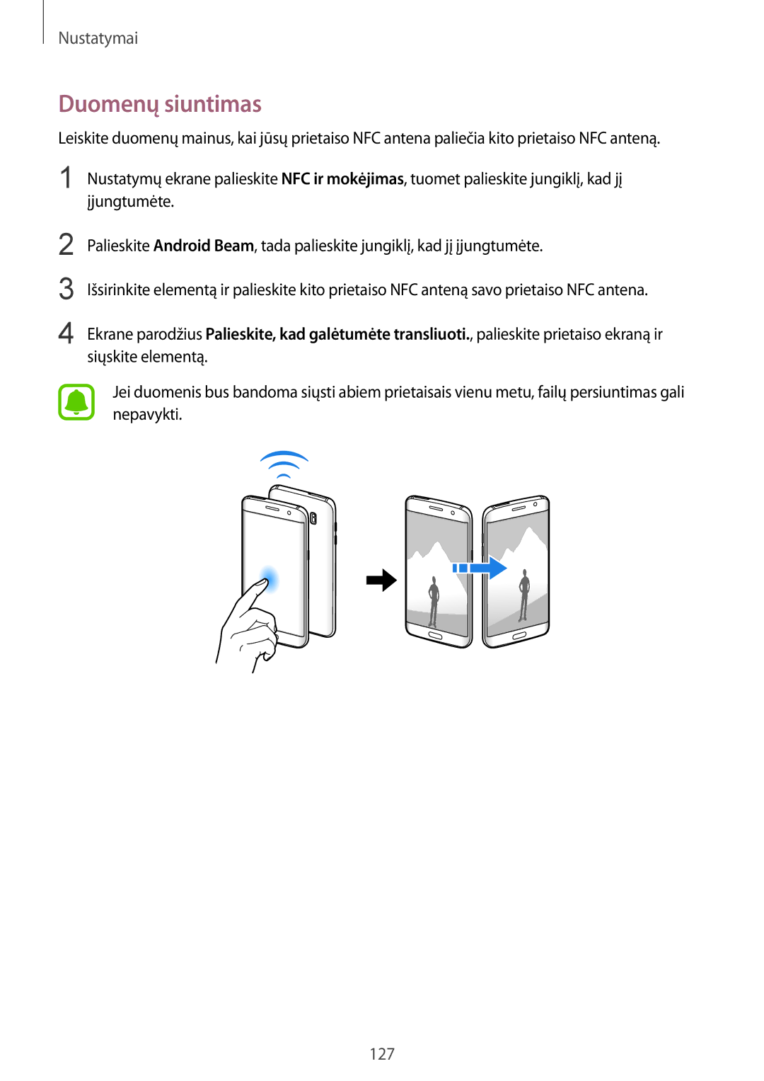 Samsung SM-G935FZDASEB manual Duomenų siuntimas 