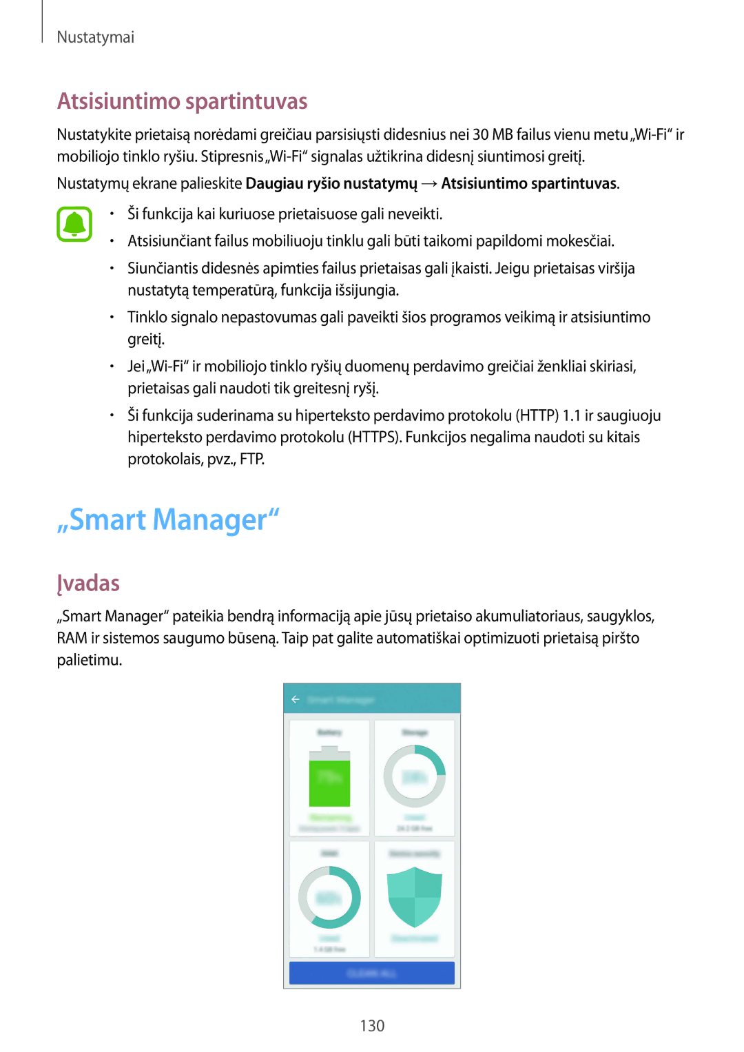 Samsung SM-G935FZDASEB manual „Smart Manager, Atsisiuntimo spartintuvas 