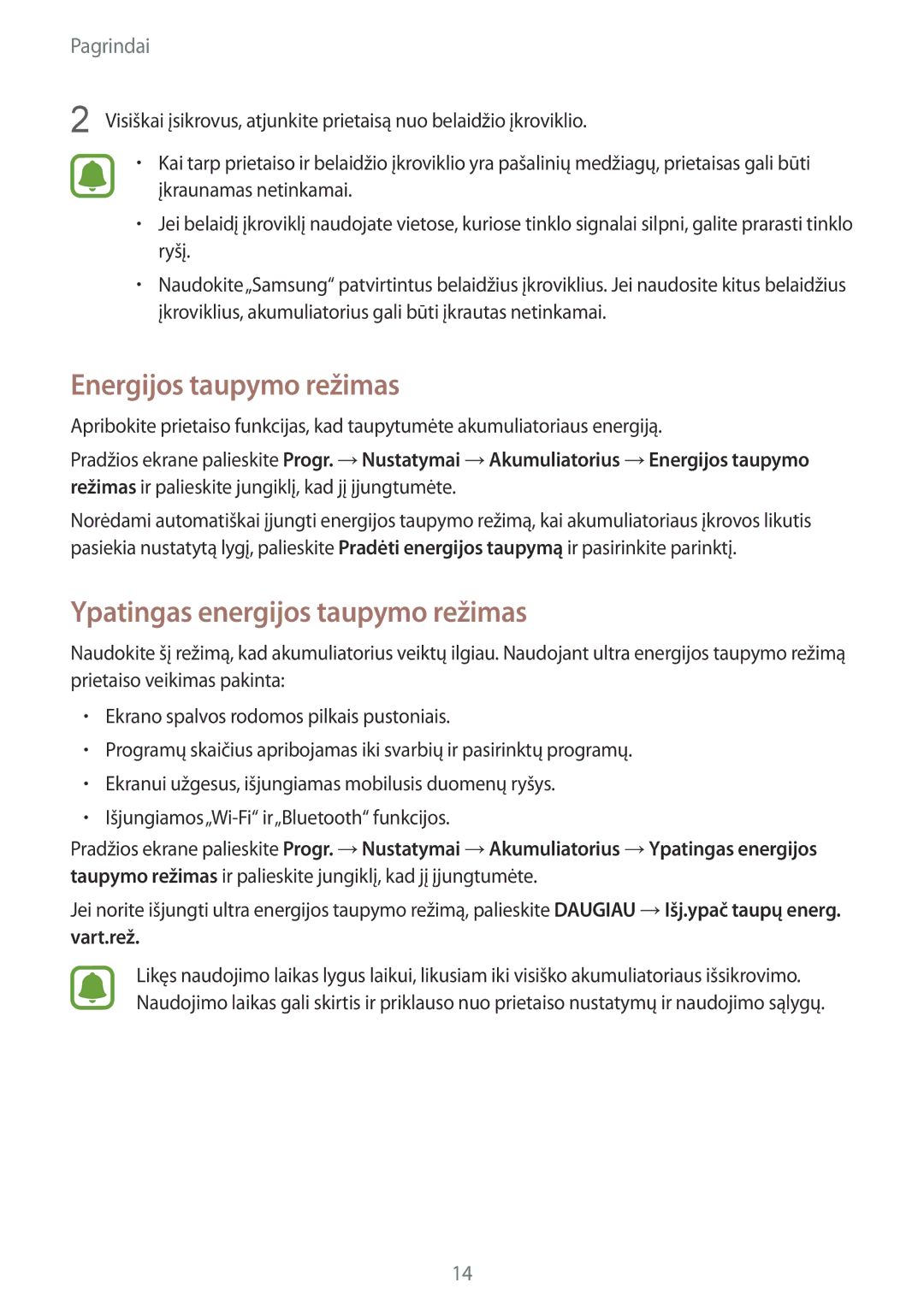 Samsung SM-G935FZDASEB manual Energijos taupymo režimas, Ypatingas energijos taupymo režimas 