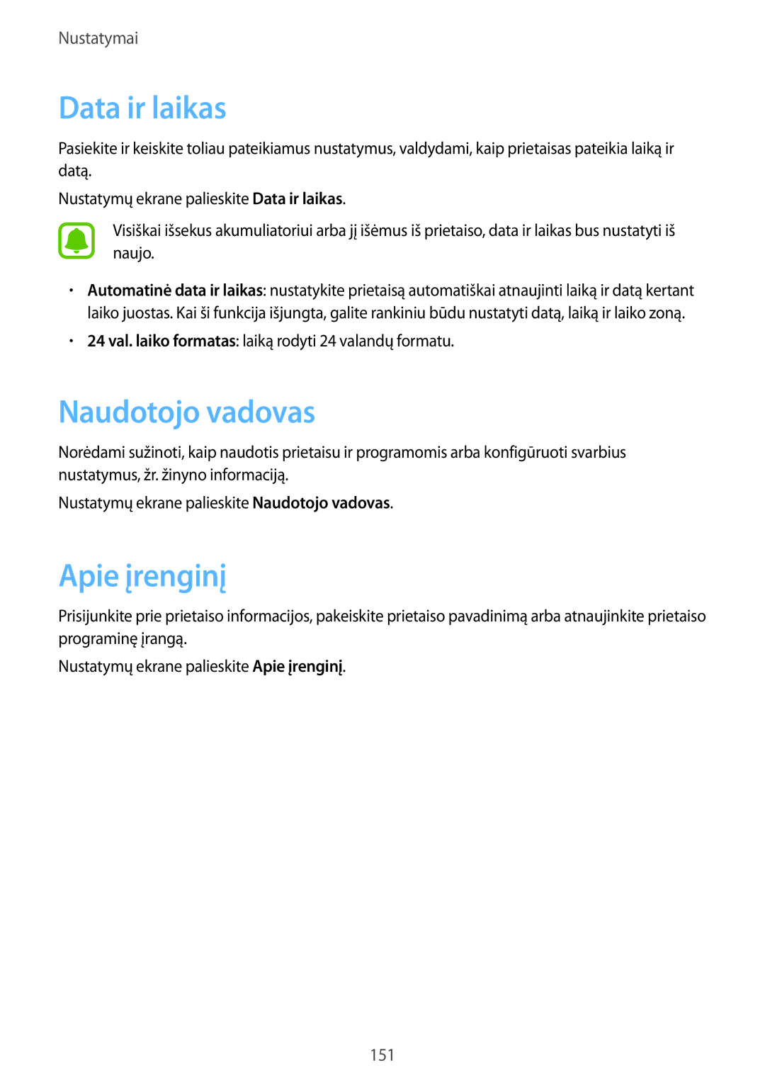 Samsung SM-G935FZDASEB manual Data ir laikas, Naudotojo vadovas, Apie įrenginį 