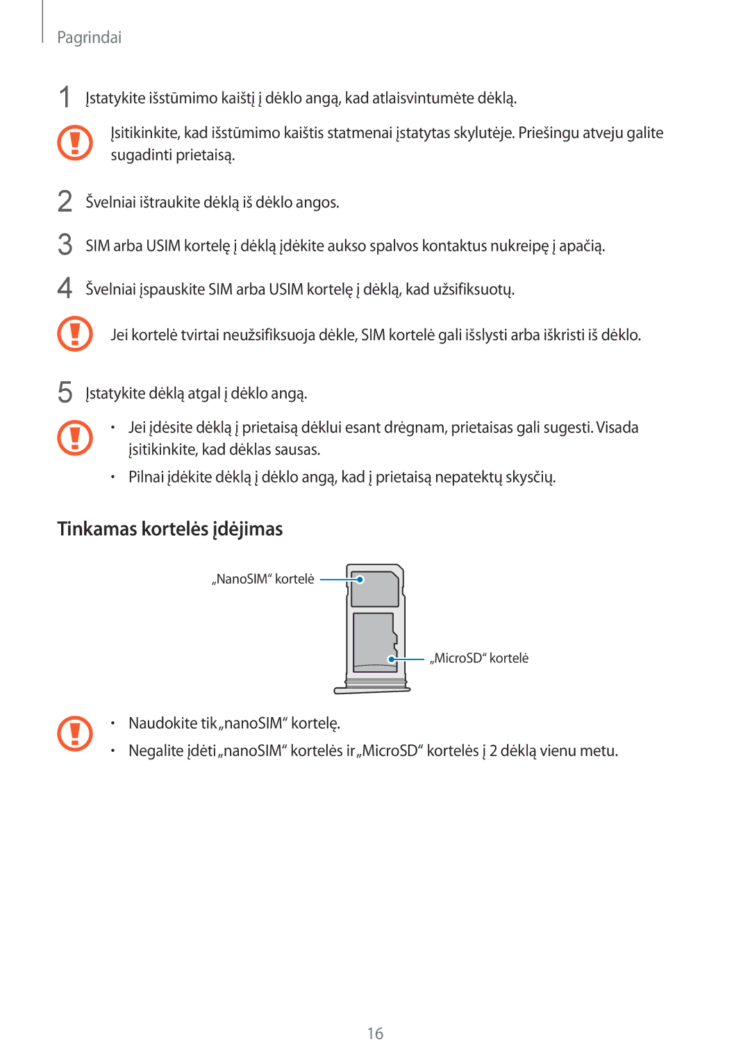 Samsung SM-G935FZDASEB manual Tinkamas kortelės įdėjimas 