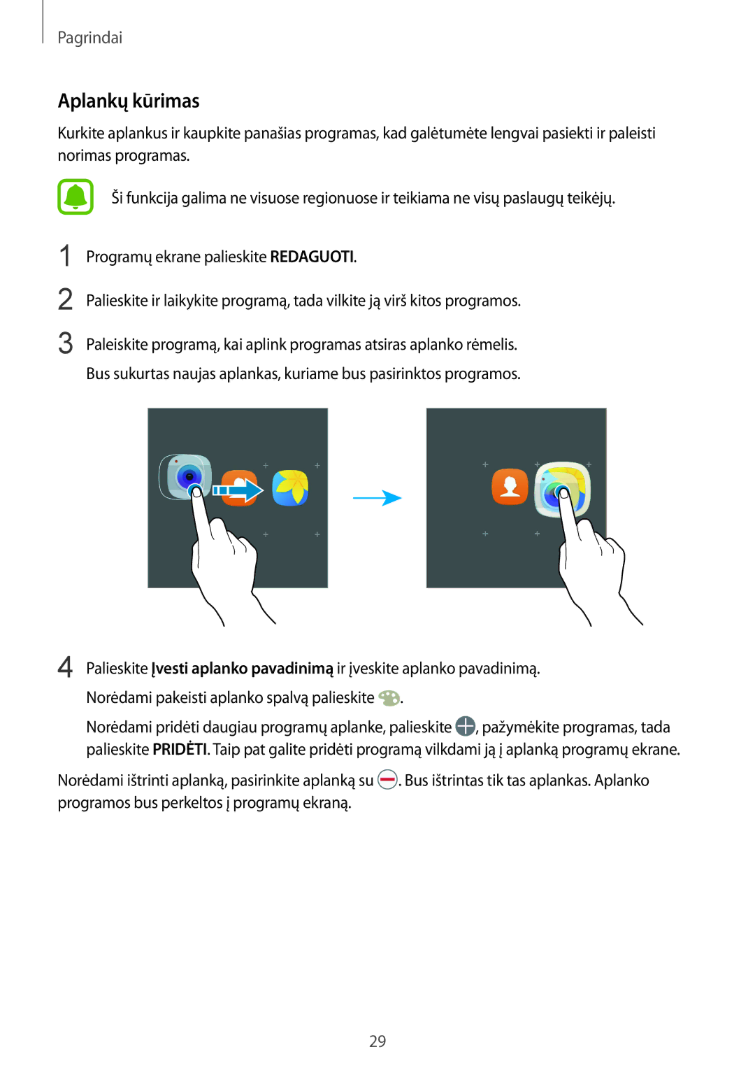 Samsung SM-G935FZDASEB manual Programų ekrane palieskite Redaguoti 