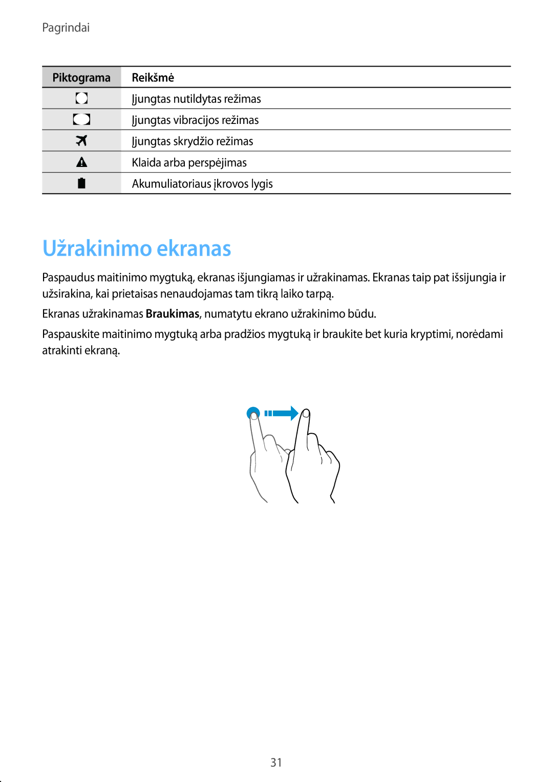 Samsung SM-G935FZDASEB manual Užrakinimo ekranas 