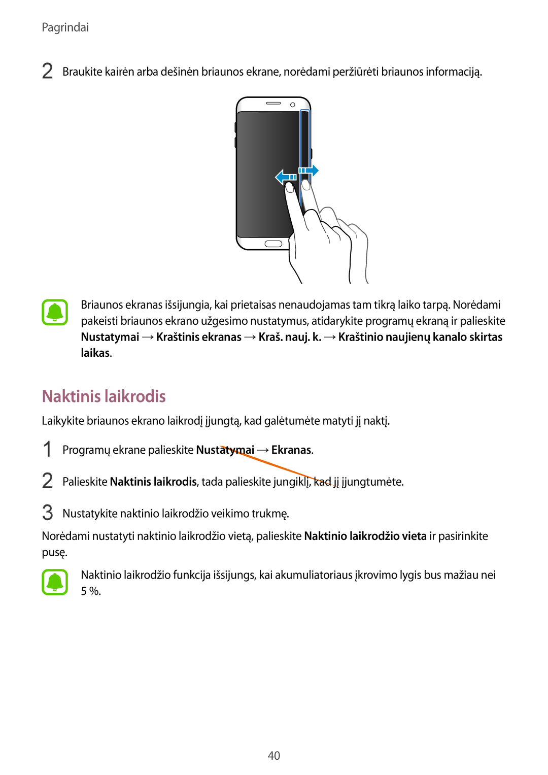 Samsung SM-G935FZDASEB manual Naktinis laikrodis 