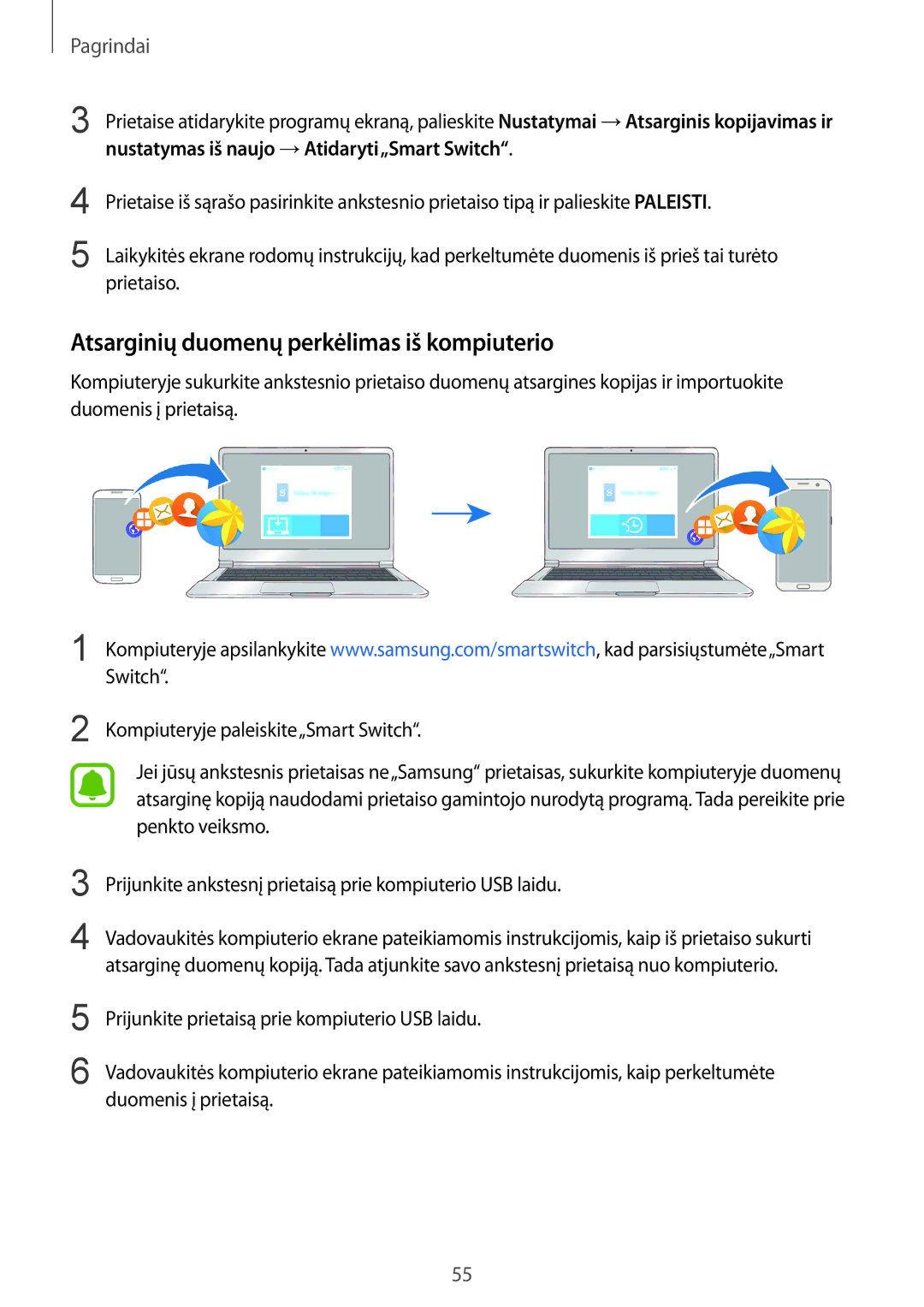 Samsung SM-G935FZDASEB manual Atsarginių duomenų perkėlimas iš kompiuterio 