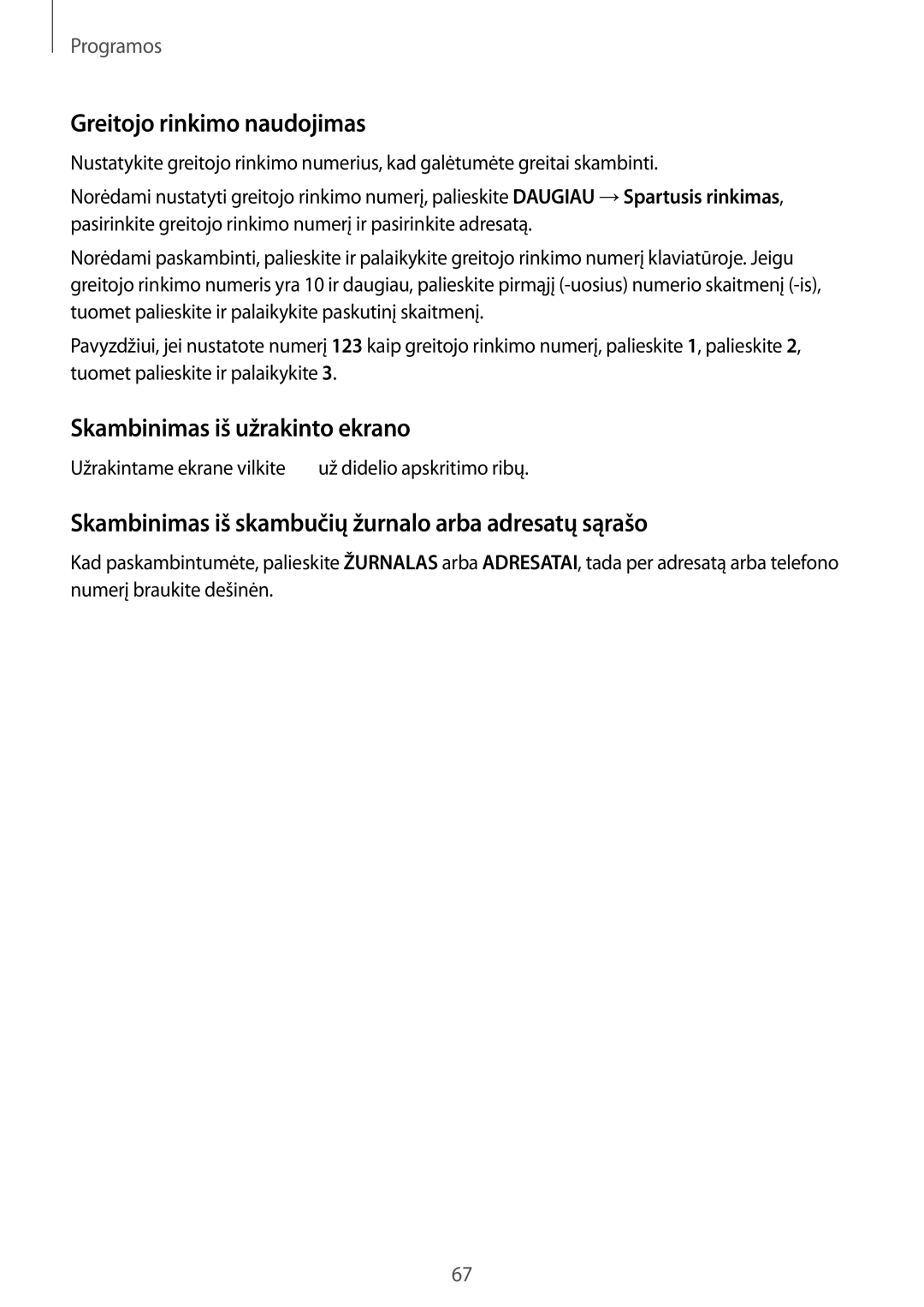 Samsung SM-G935FZDASEB manual Greitojo rinkimo naudojimas, Skambinimas iš užrakinto ekrano 