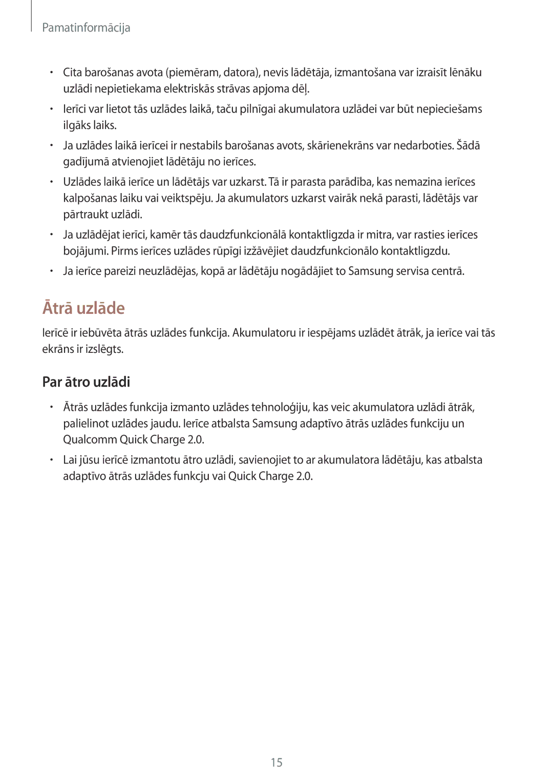 Samsung SM-G935FZDASEB manual Ātrā uzlāde, Par ātro uzlādi 