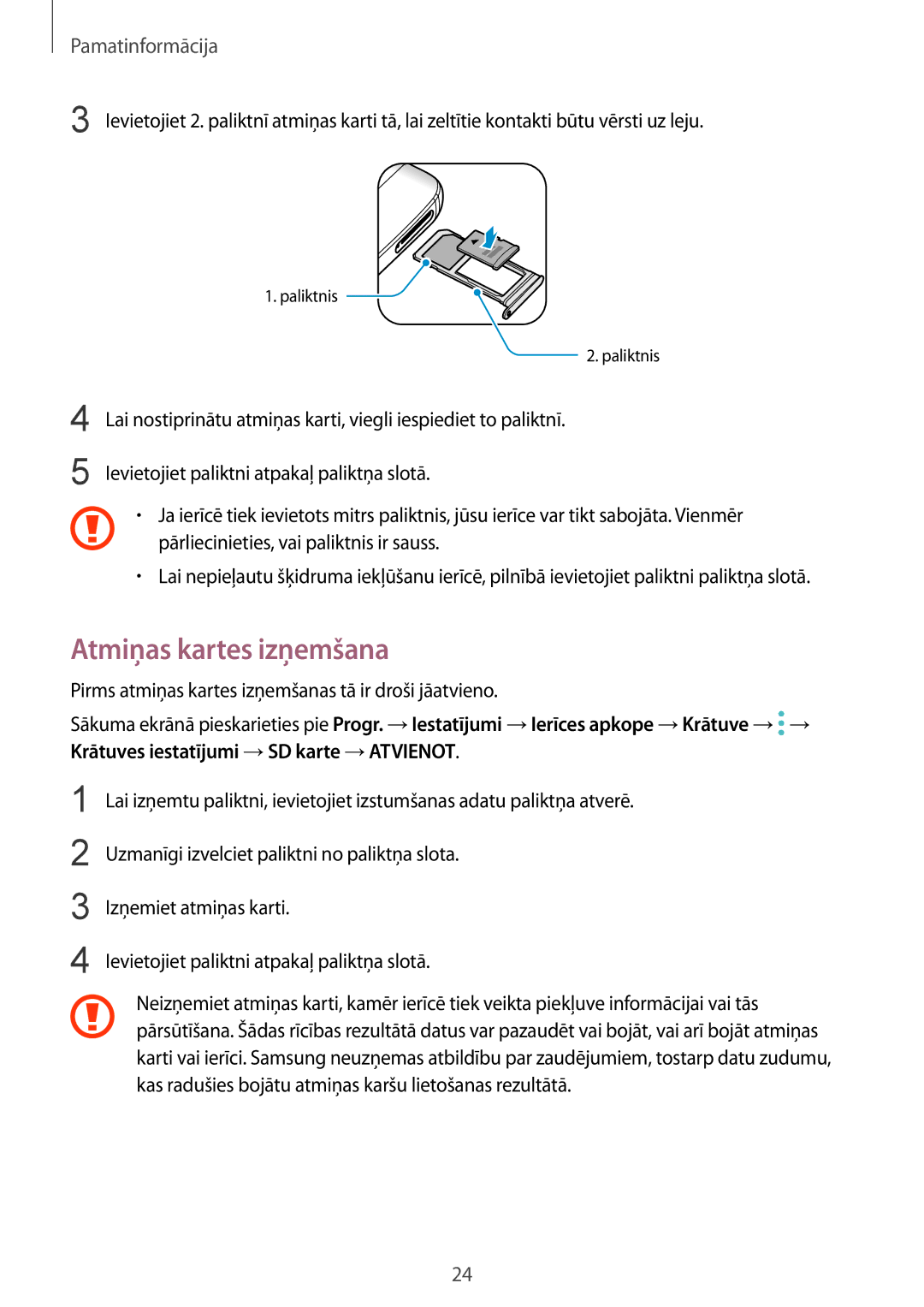 Samsung SM-G935FZDASEB manual Atmiņas kartes izņemšana 