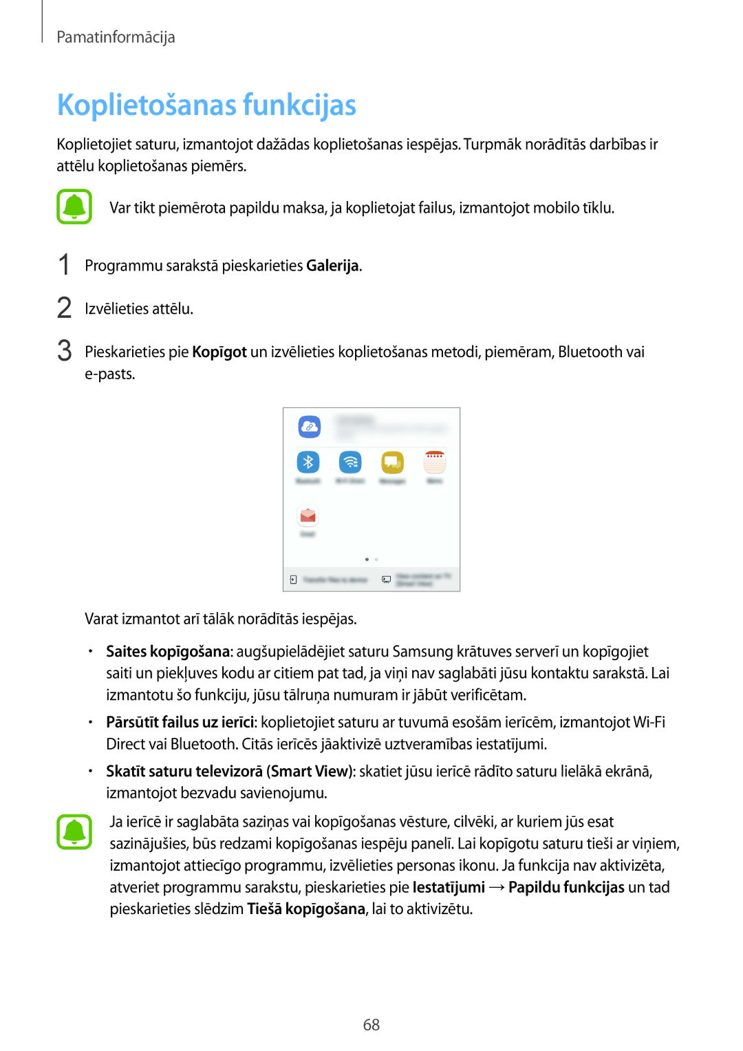 Samsung SM-G935FZDASEB manual Koplietošanas funkcijas 