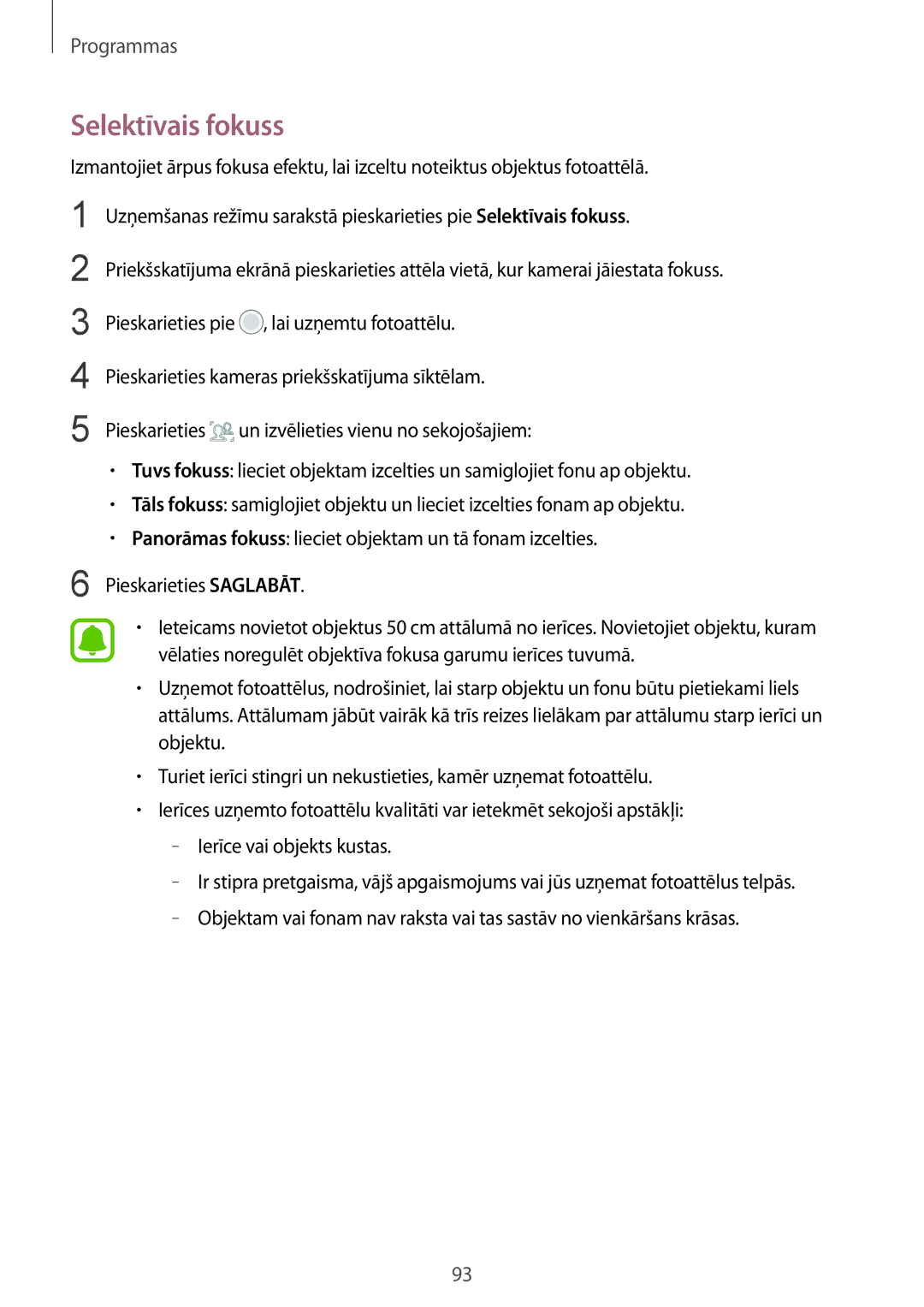 Samsung SM-G935FZDASEB manual Selektīvais fokuss 