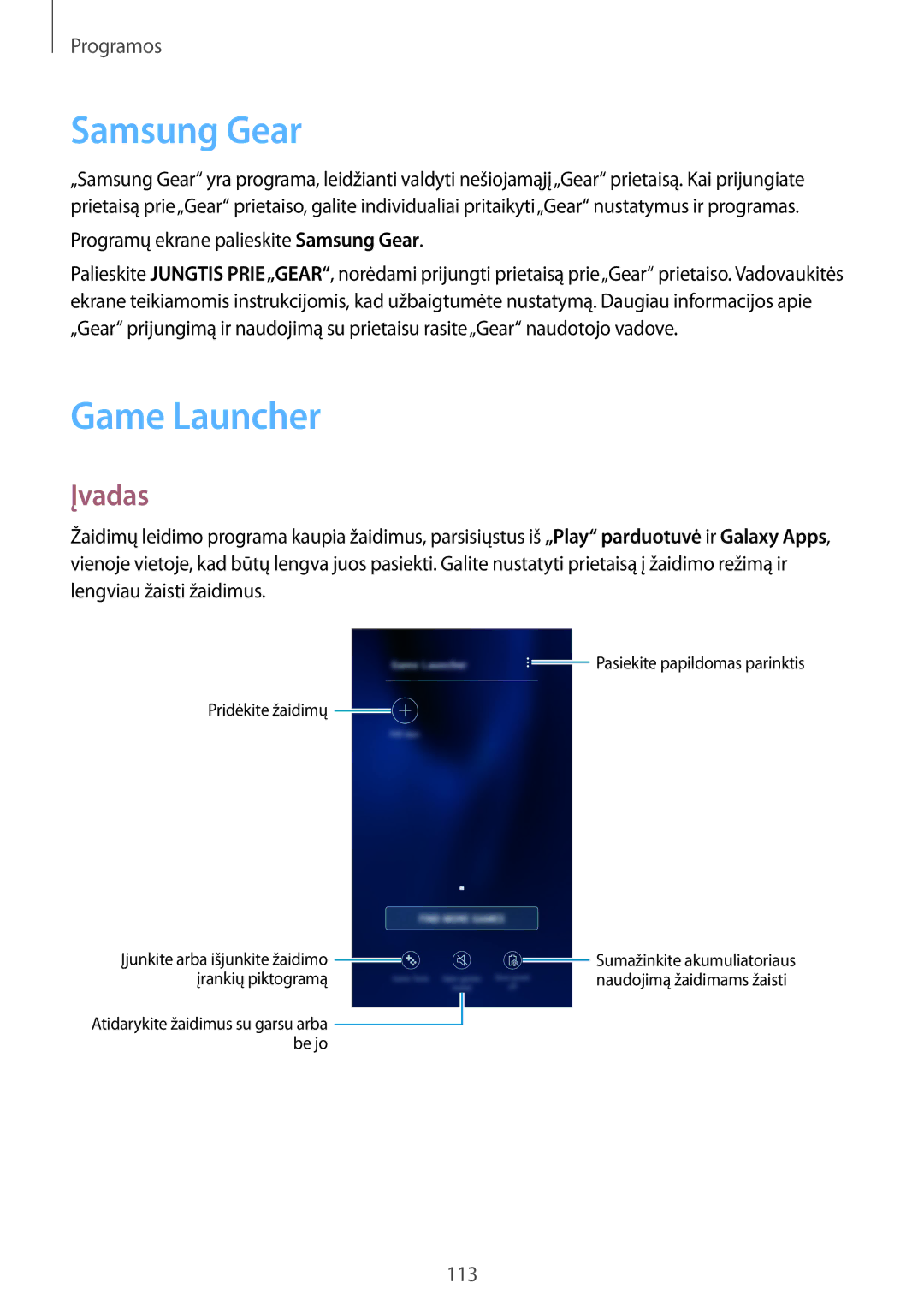 Samsung SM-G935FZDASEB manual Samsung Gear, Game Launcher 