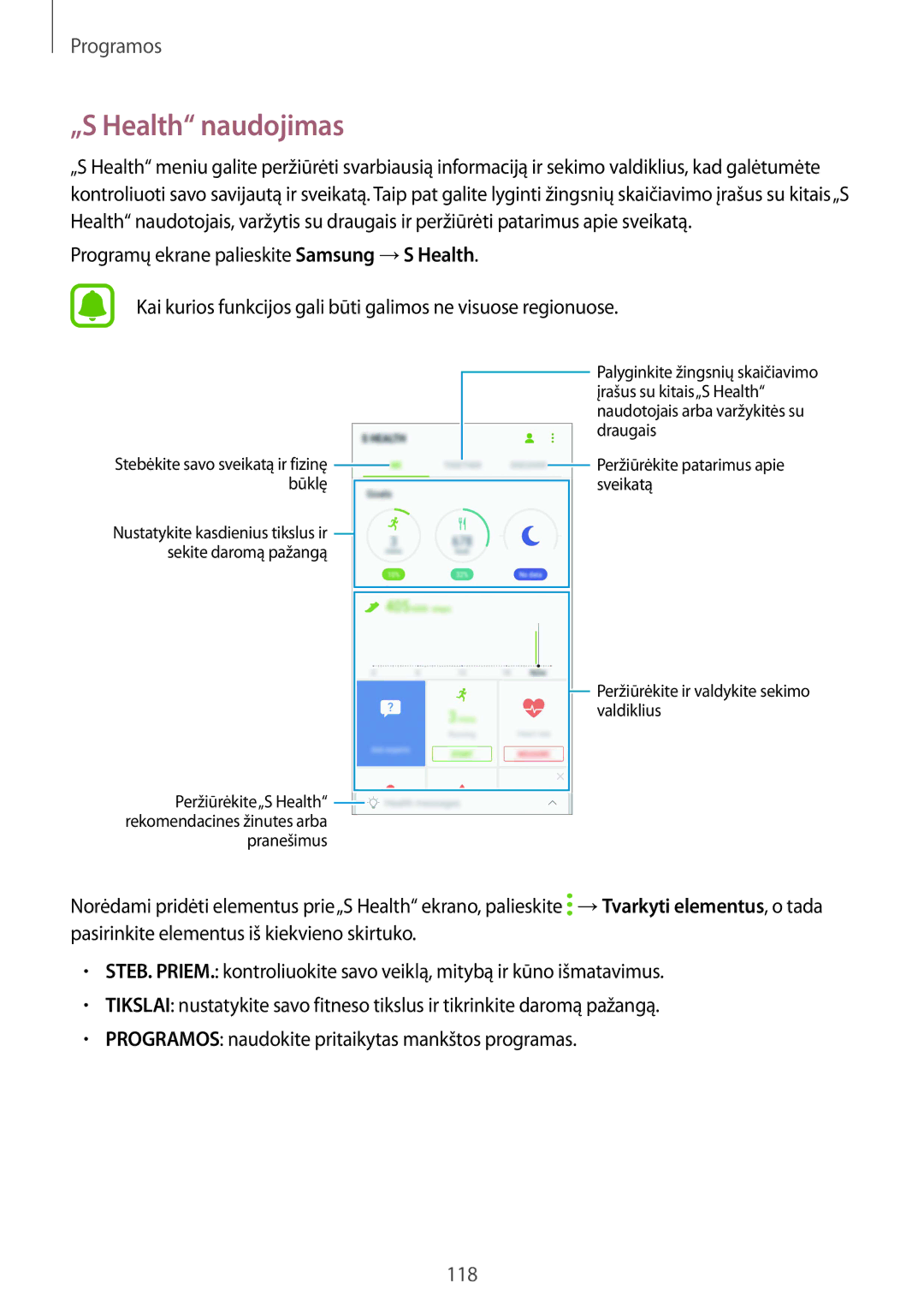 Samsung SM-G935FZDASEB manual „S Health naudojimas 