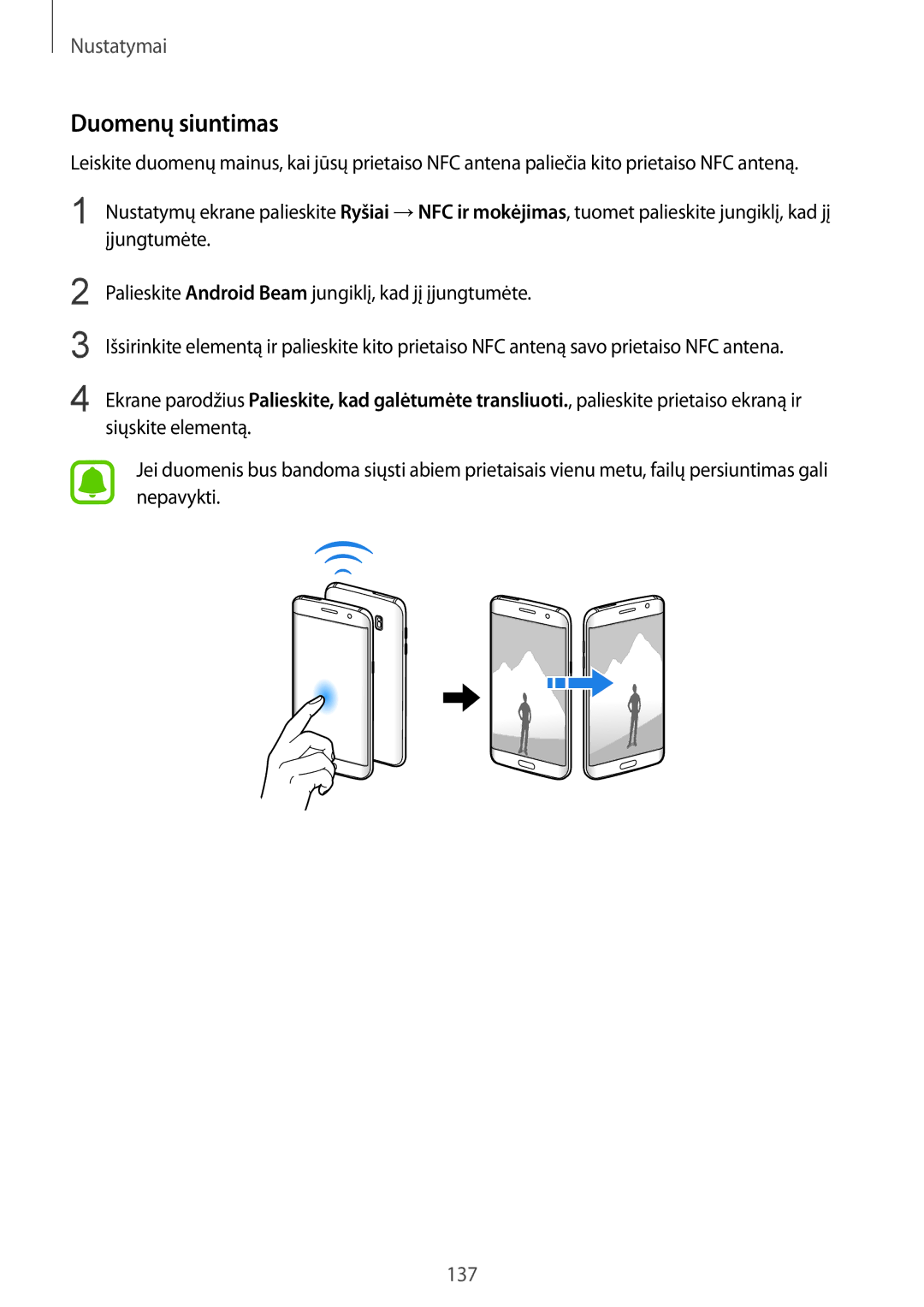 Samsung SM-G935FZDASEB manual Duomenų siuntimas 