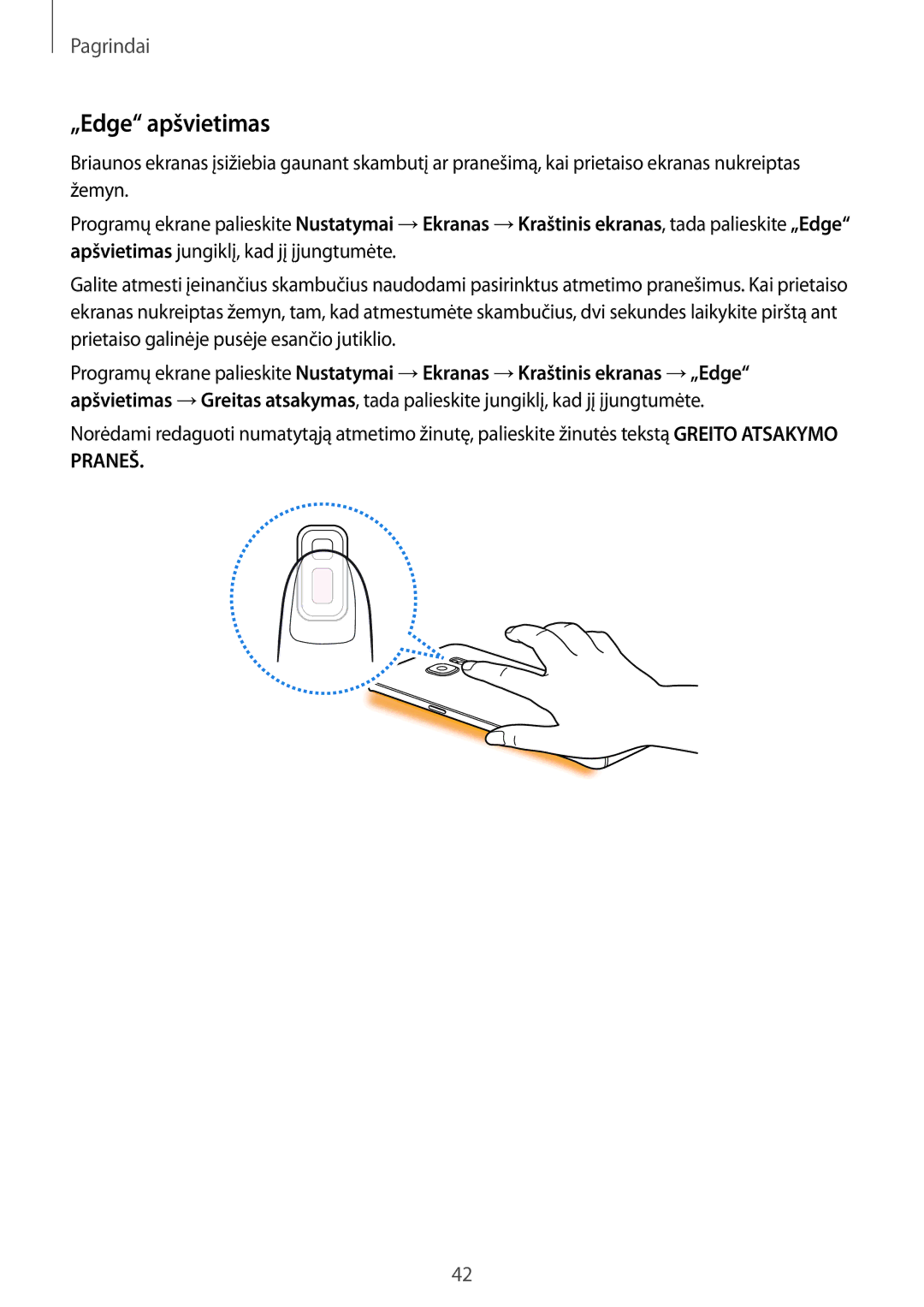 Samsung SM-G935FZDASEB manual „Edge apšvietimas 