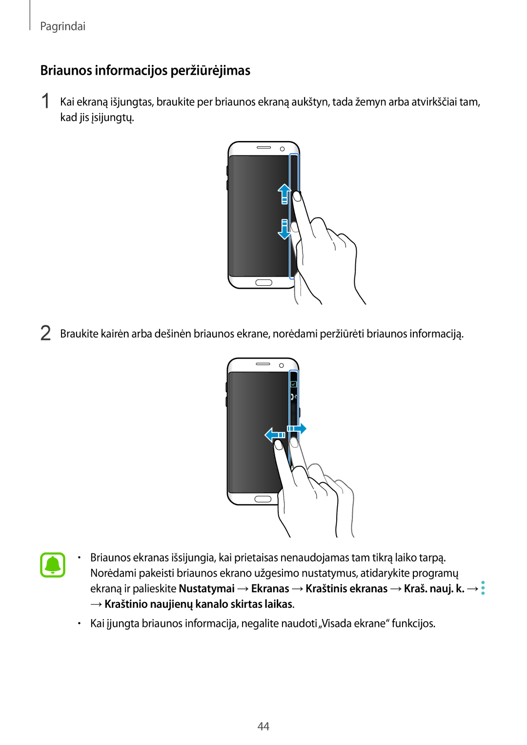 Samsung SM-G935FZDASEB manual Briaunos informacijos peržiūrėjimas 