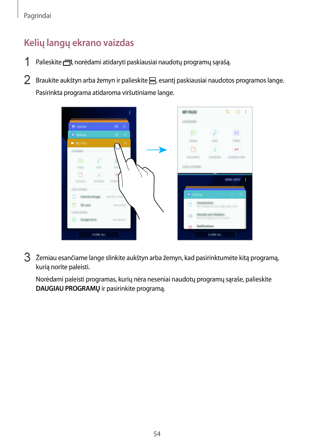 Samsung SM-G935FZDASEB manual Kelių langų ekrano vaizdas 