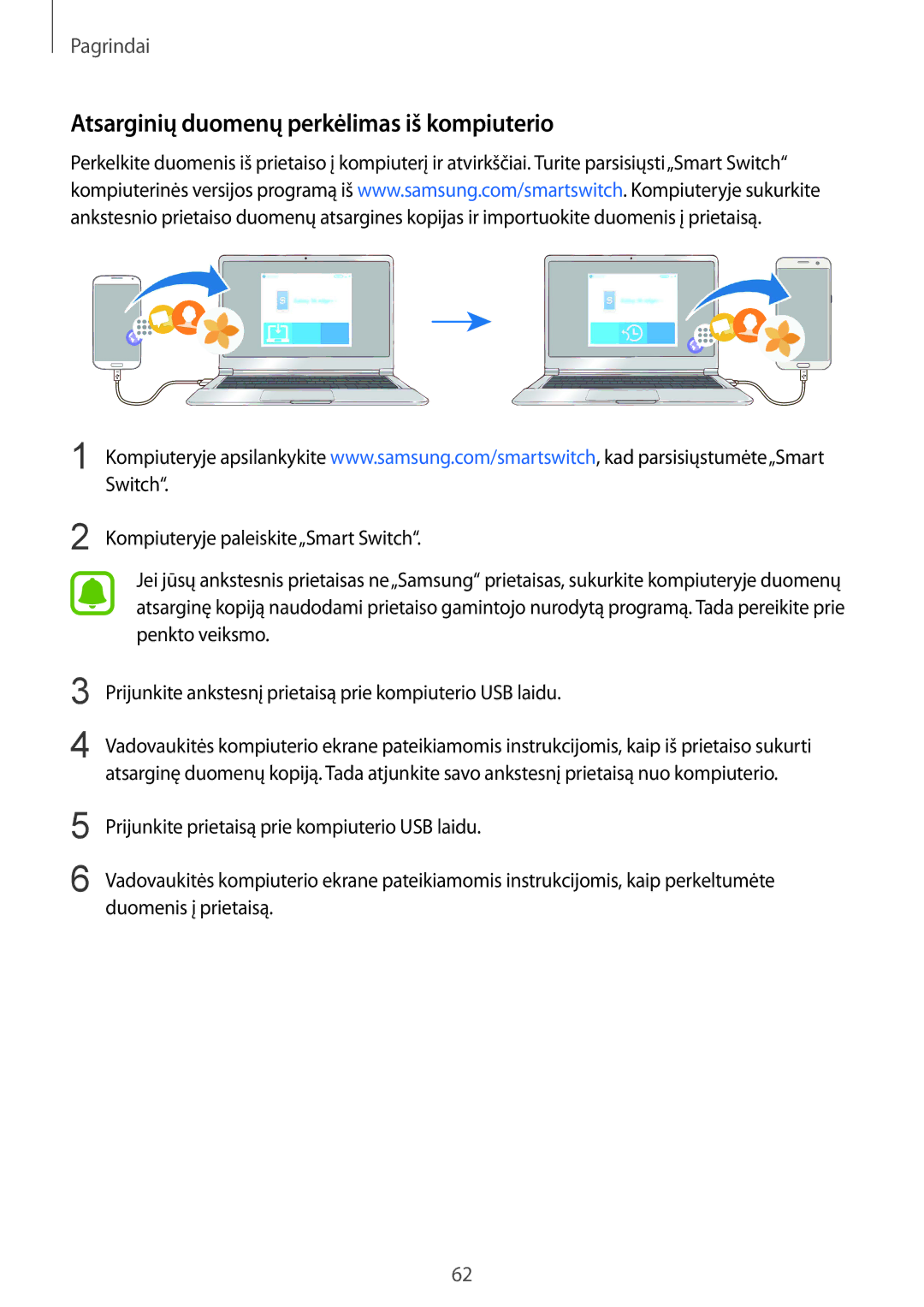 Samsung SM-G935FZDASEB manual Atsarginių duomenų perkėlimas iš kompiuterio 