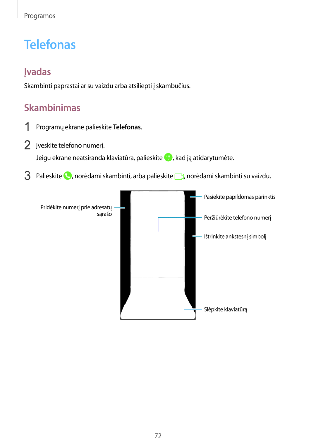 Samsung SM-G935FZDASEB manual Telefonas, Skambinimas 