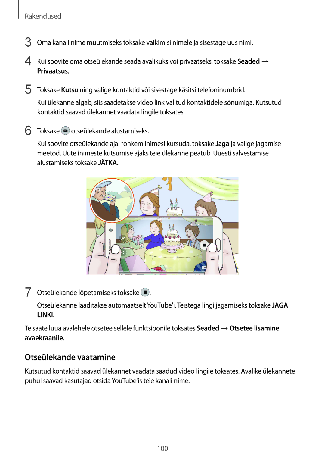 Samsung SM-G935FZDASEB manual Otseülekande vaatamine, Privaatsus 