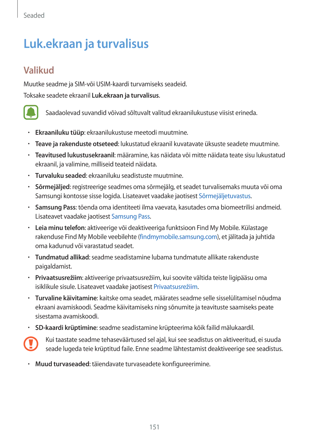 Samsung SM-G935FZDASEB manual Luk.ekraan ja turvalisus, Valikud 