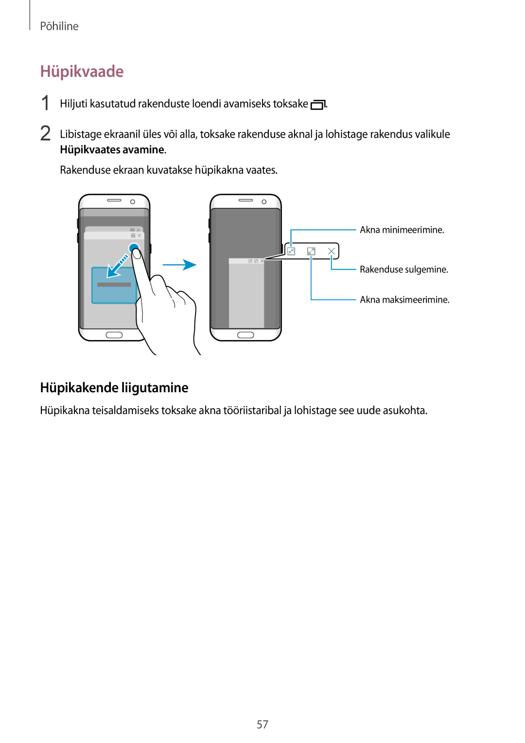 Samsung SM-G935FZDASEB manual Hüpikvaade, Hüpikakende liigutamine 