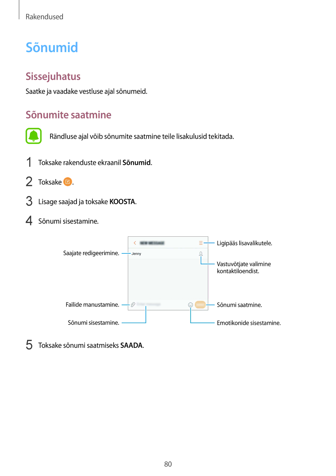 Samsung SM-G935FZDASEB manual Sõnumid, Sõnumite saatmine 