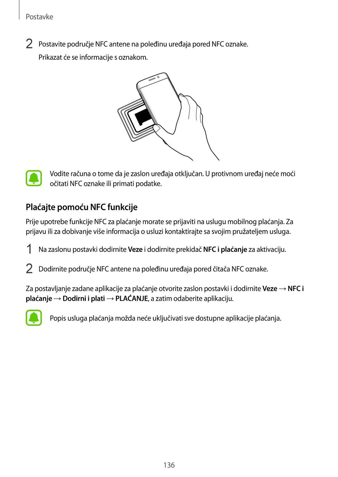 Samsung SM-G935FZKAVIP, SM-G935FZDASEE, SM-G935FZKATWO, SM-G935FZDADHR, SM-G935FZDAVIP manual Plaćajte pomoću NFC funkcije 