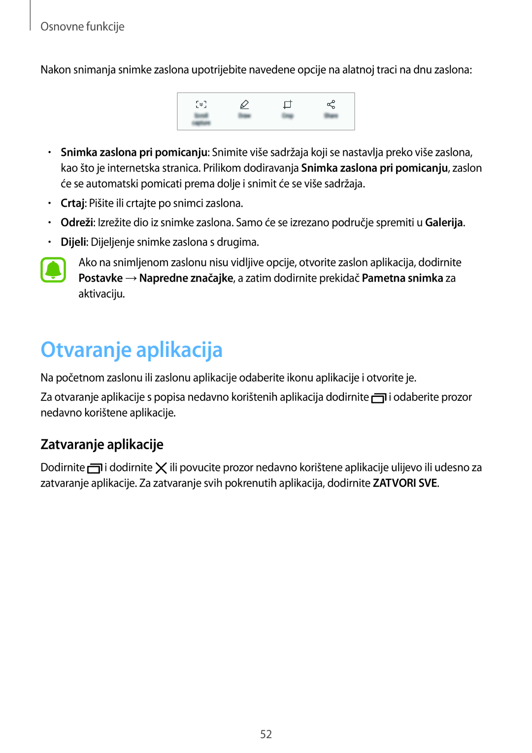Samsung SM-G935FZDADHR, SM-G935FZDASEE, SM-G935FZKATWO, SM-G935FZDAVIP manual Otvaranje aplikacija, Zatvaranje aplikacije 