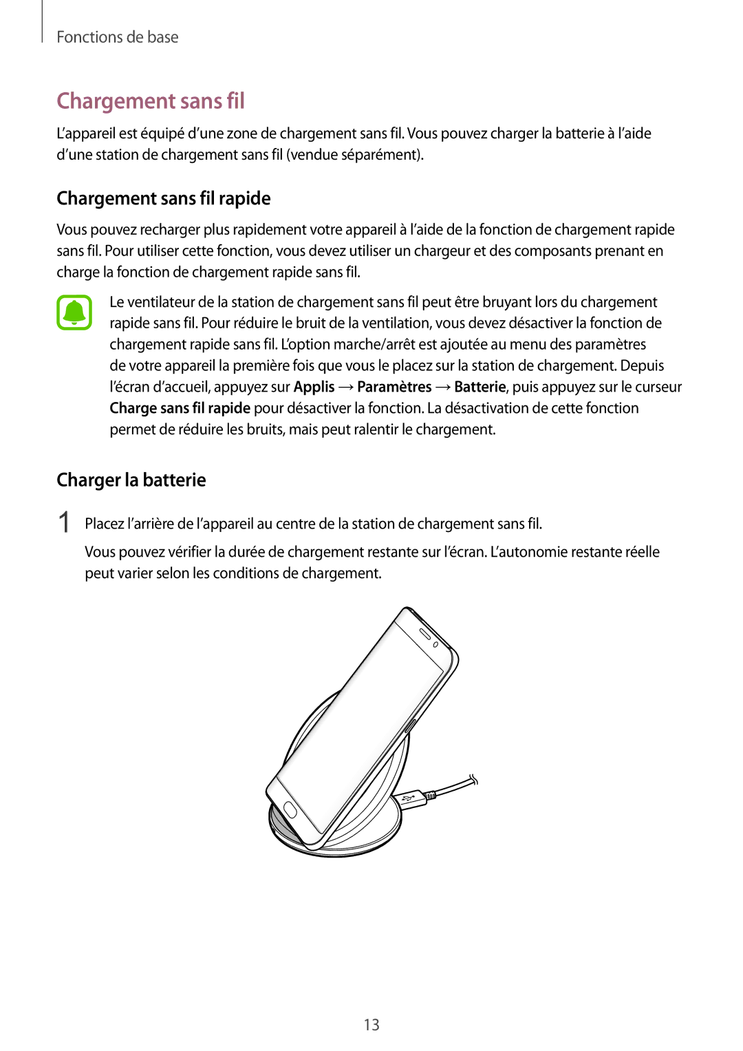 Samsung SM-G935FEDAXEF, SM-G935FZDAXEF, SM-G935FZSAXEF, SM-G935FZBAXEF Chargement sans fil rapide, Charger la batterie 