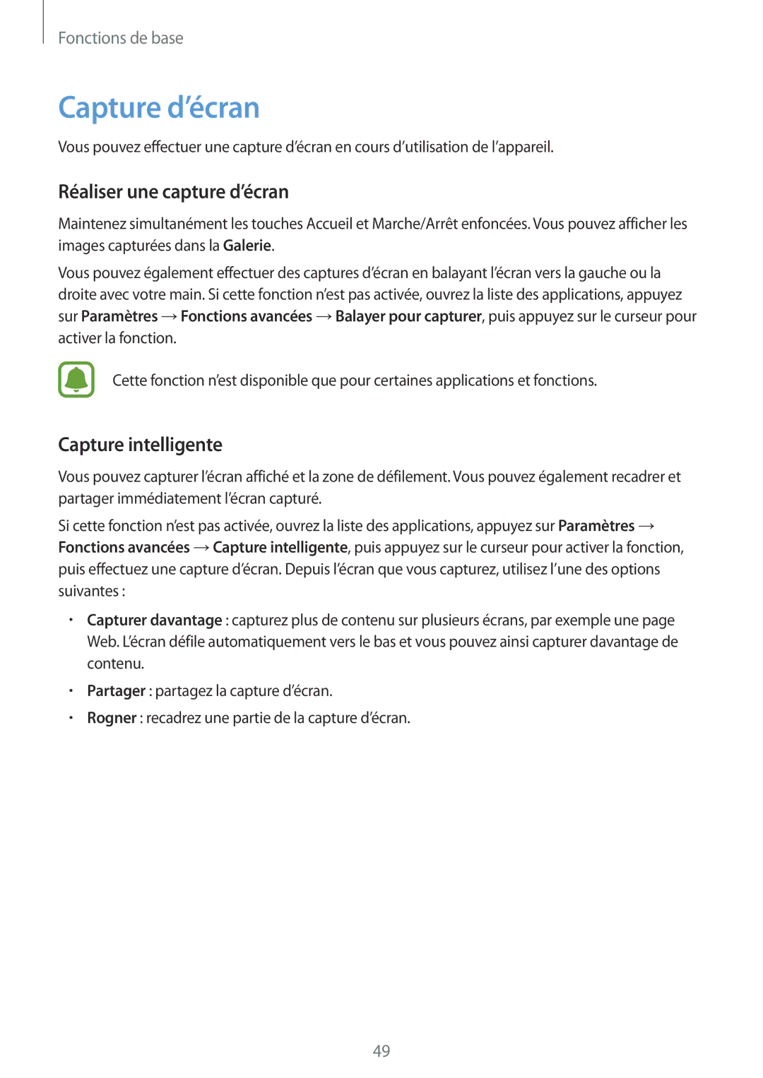 Samsung SM-G935FEDAXEF, SM-G935FZDAXEF, SM-G935FZSAXEF Capture d’écran, Réaliser une capture d’écran, Capture intelligente 