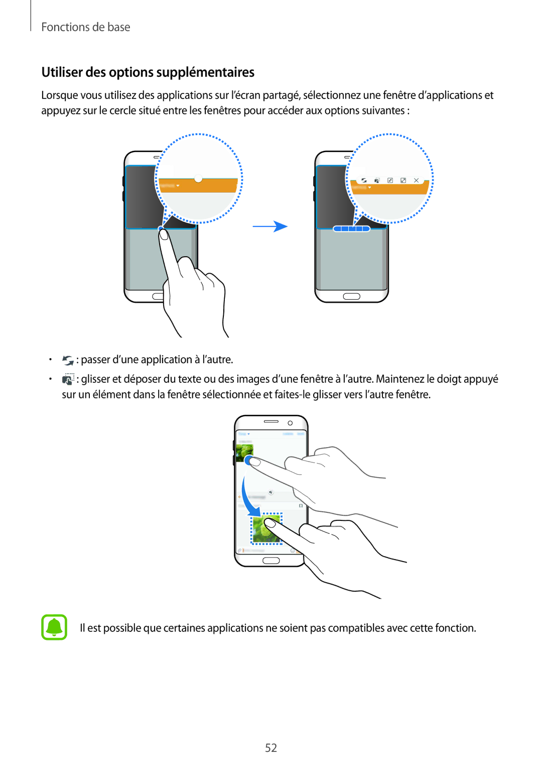 Samsung SM-G935FZWAXEF, SM-G935FZDAXEF manual Utiliser des options supplémentaires, Passer d’une application à l’autre 