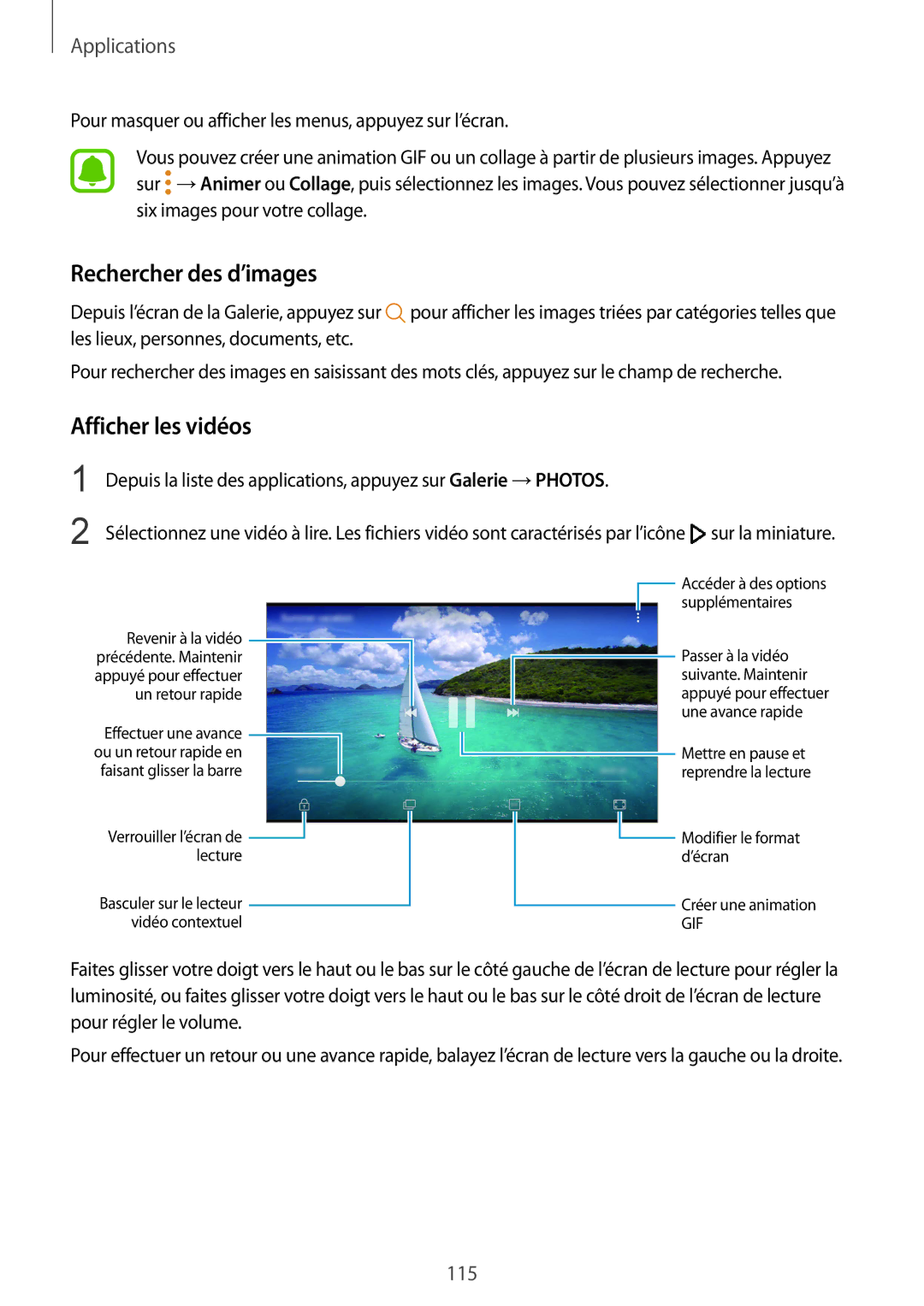 Samsung SM-G935FEDAXEF, SM-G935FZDAXEF, SM-G935FZSAXEF, SM-G935FZBAXEF manual Rechercher des d’images, Afficher les vidéos 