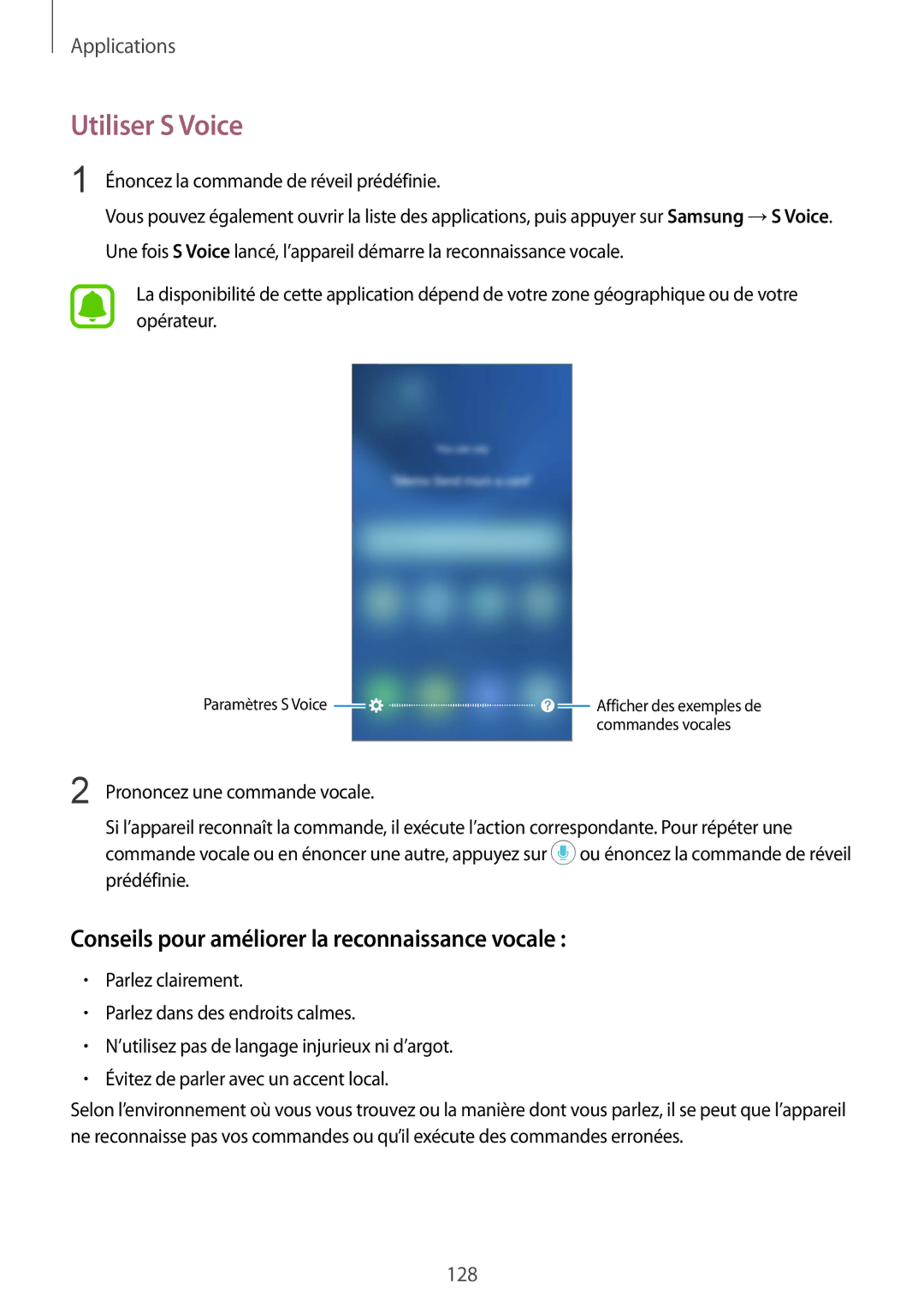 Samsung SM-G935FZSAXEF, SM-G935FZDAXEF, SM-G935FEDAXEF Utiliser S Voice, Conseils pour améliorer la reconnaissance vocale 