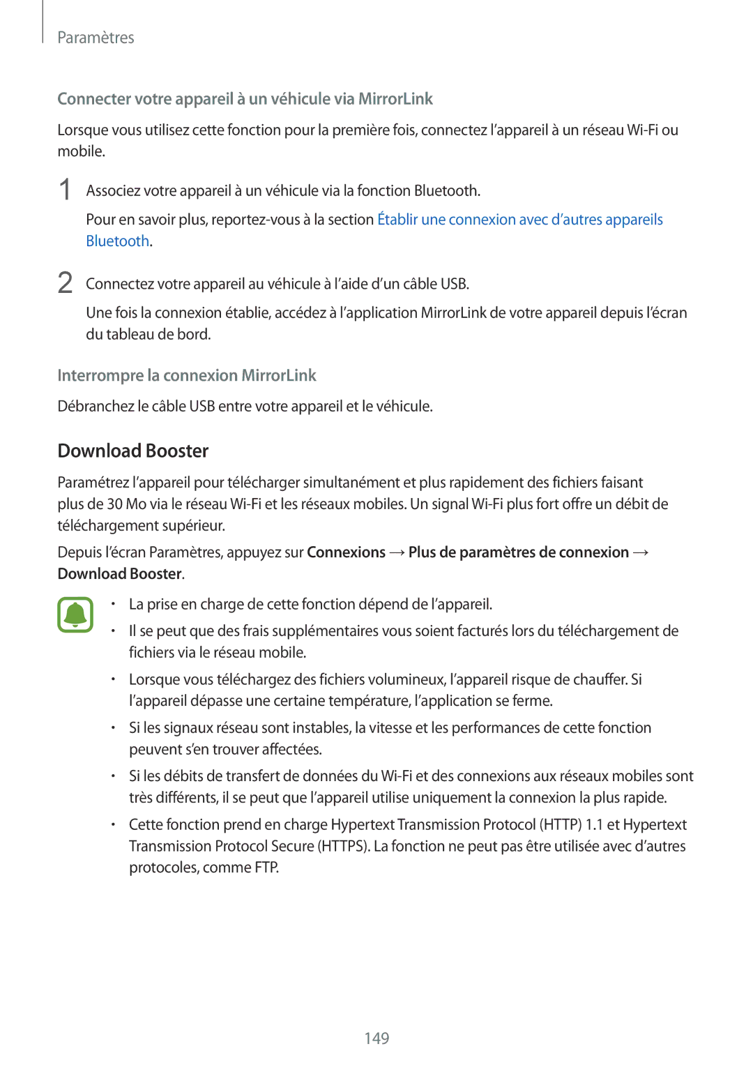 Samsung SM-G935FZKAXEF, SM-G935FZDAXEF manual Download Booster, Connecter votre appareil à un véhicule via MirrorLink 