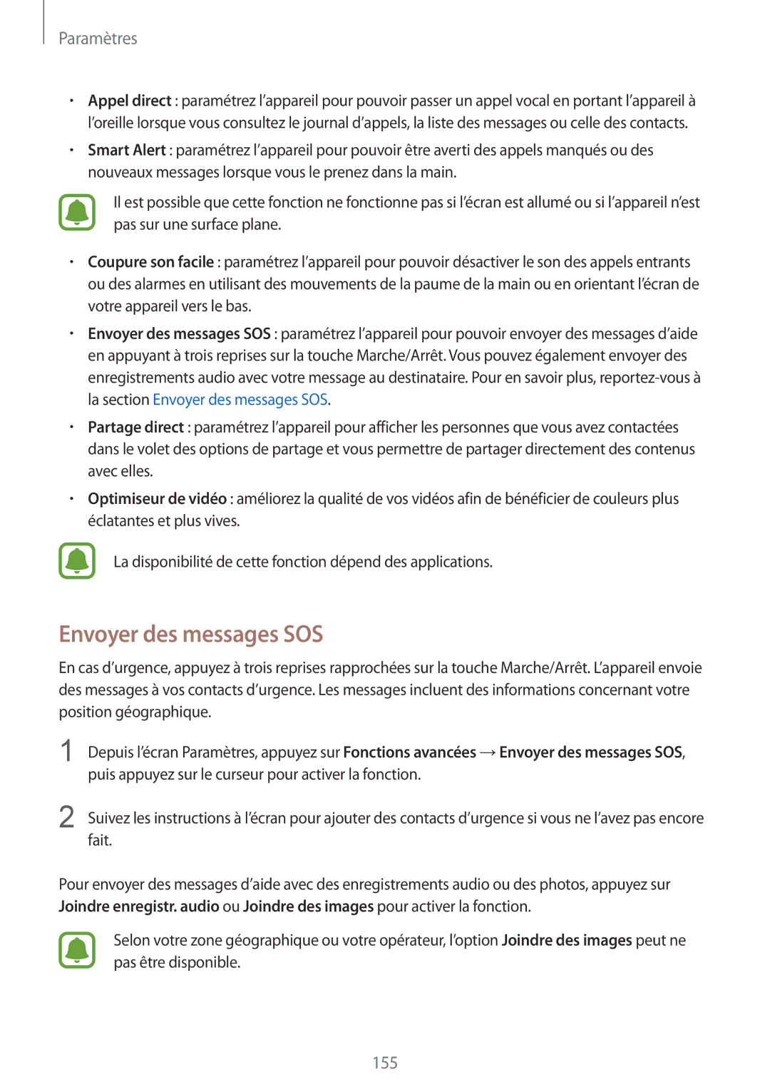 Samsung SM-G935FZKAXEF, SM-G935FZDAXEF, SM-G935FEDAXEF, SM-G935FZSAXEF, SM-G935FZBAXEF manual Envoyer des messages SOS 