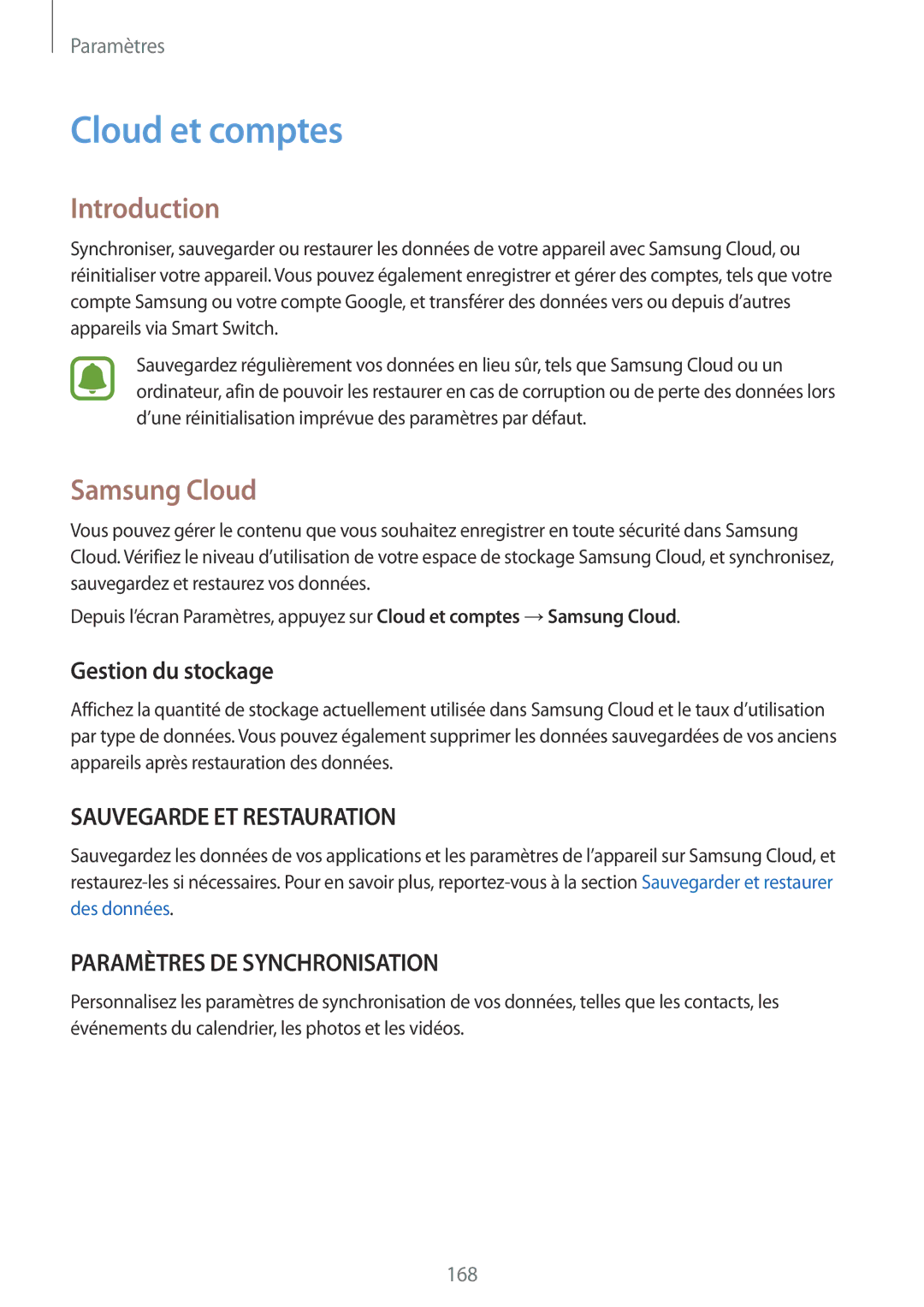 Samsung SM-G935FZDAXEF, SM-G935FEDAXEF, SM-G935FZSAXEF, SM-G935FZBAXEF Cloud et comptes, Samsung Cloud, Gestion du stockage 