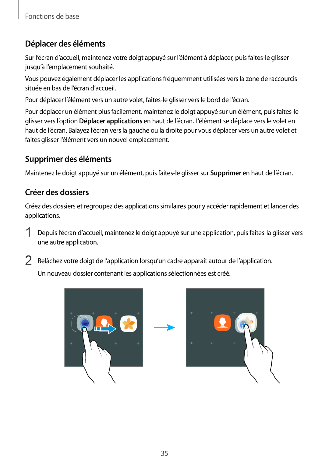 Samsung SM-G935FZKAXEF, SM-G935FZDAXEF, SM-G935FEDAXEF Déplacer des éléments, Supprimer des éléments, Créer des dossiers 